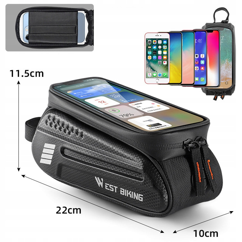 Bicycle bag phone holder waterproof black pouch + cover Brand West Biking