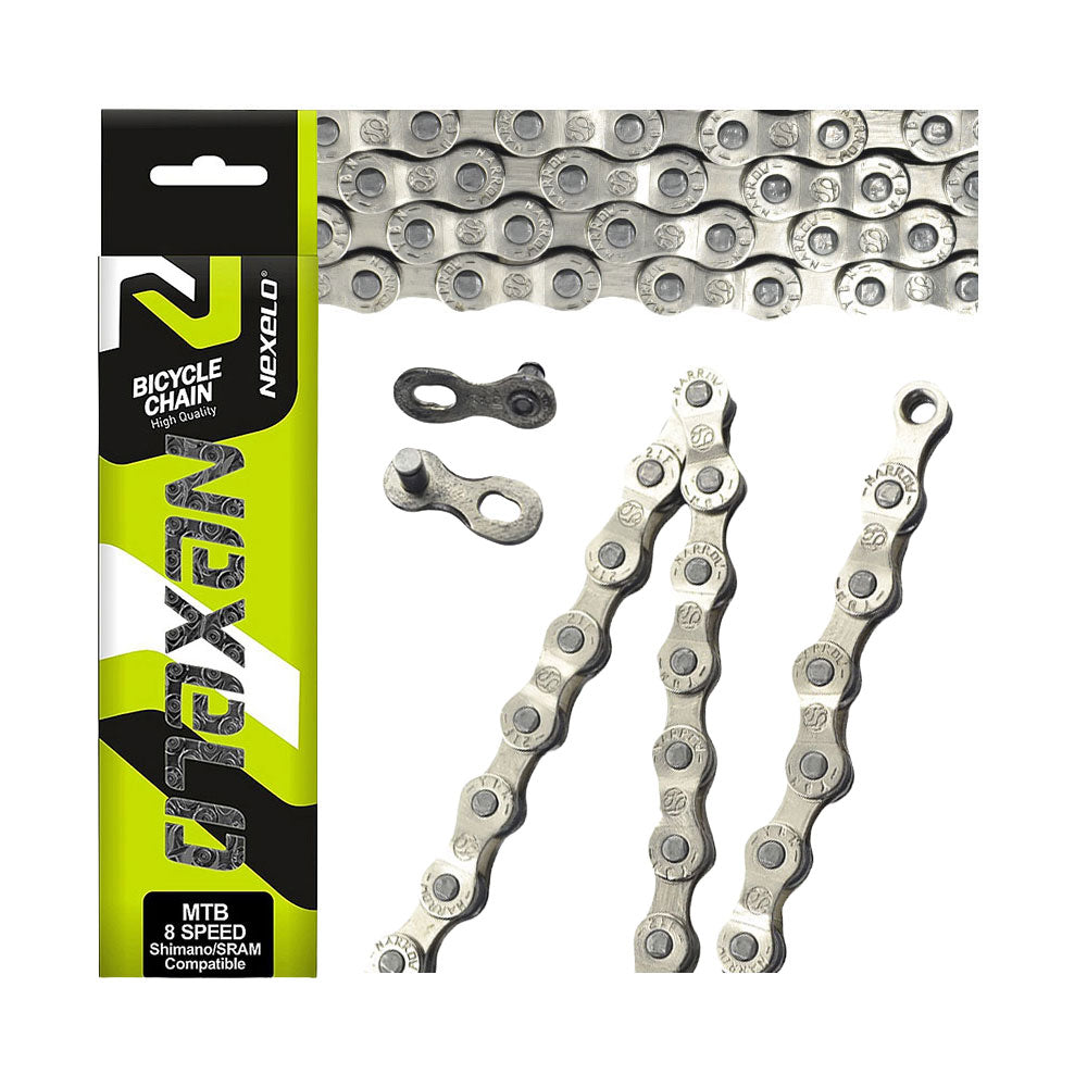 Bicycle chain 8 row 116 links silver clasp for bike new MTB