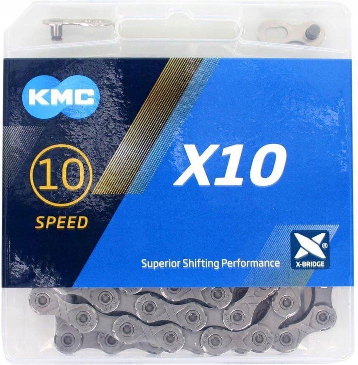 Bicycle chain KMC X10 10-row 114 links grey 5,9-6,2 mm BOX Manufacturer code BX10GG114