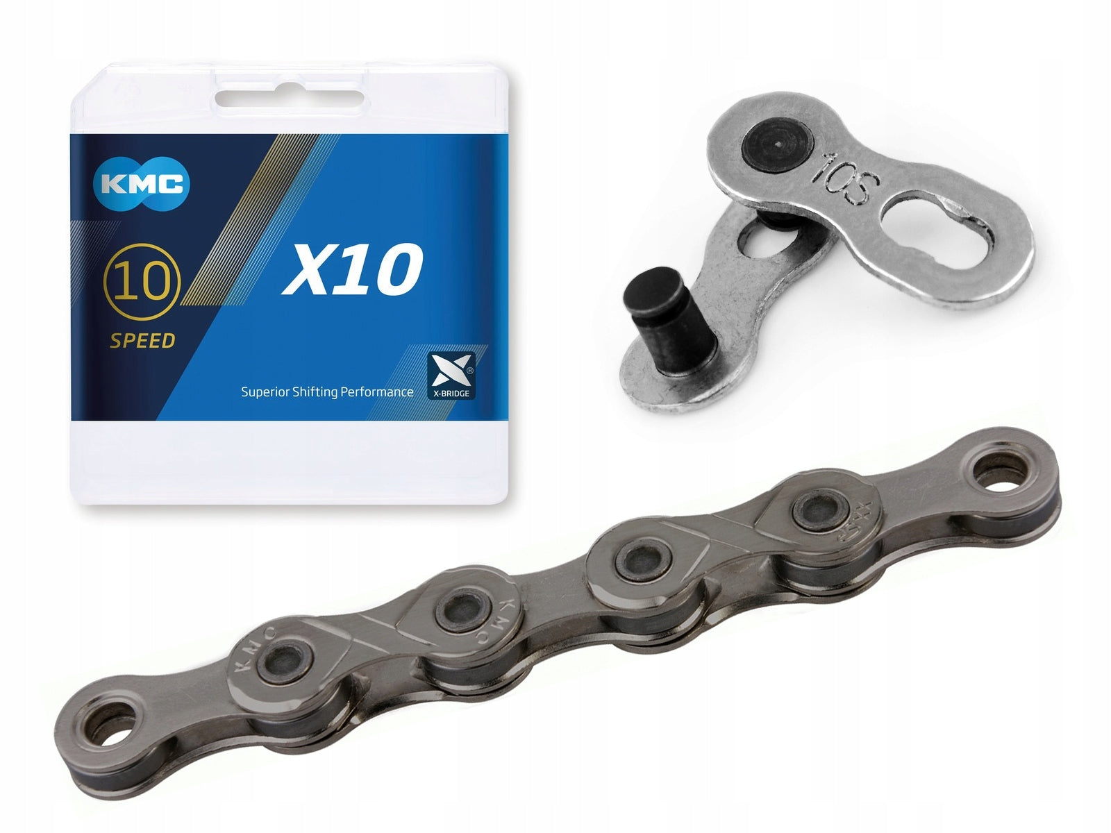 Bicycle chain KMC X10 10-row 114 links grey 5,9-6,2 mm BOX