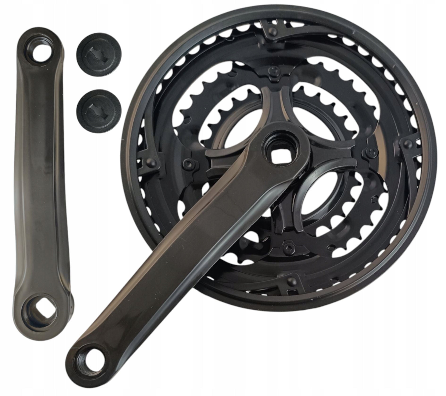 Bicycle crank 3 row 48x38x28T x 170mm steel with cover right left set