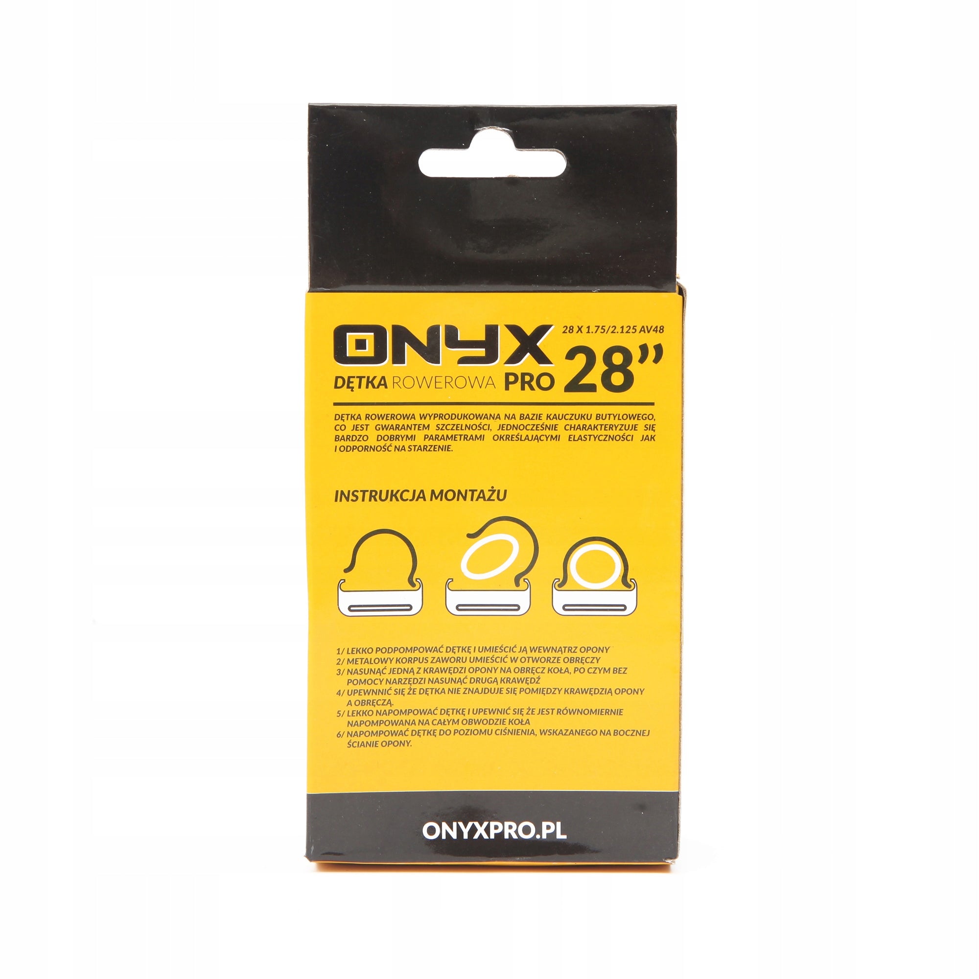 Bicycle inner tube Onyx 28x1.75/2.125 AV 48mm Car ONYX Box Manufacturer code DET-103