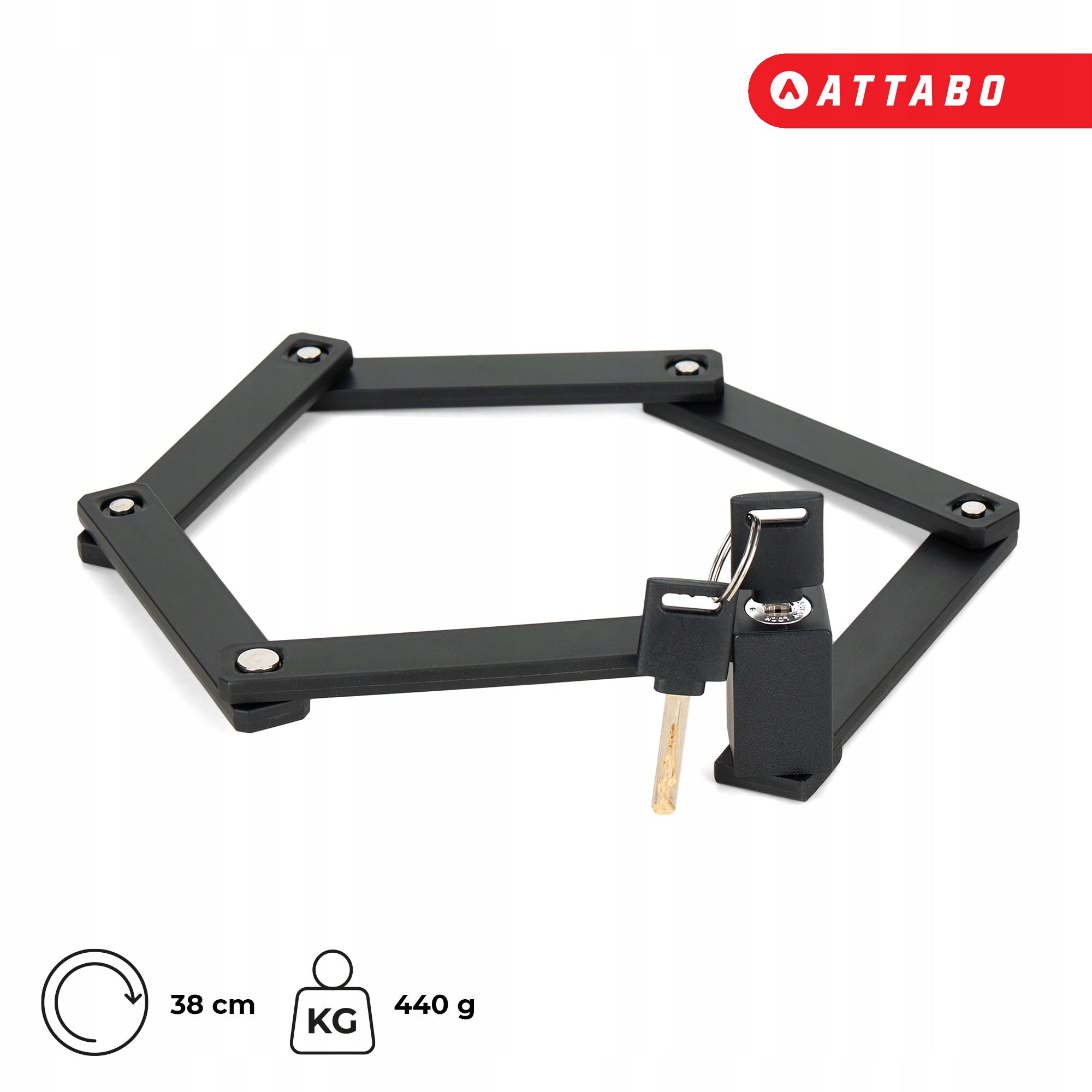 Bicycle lock ATTABO F.68cm folding black handle attached to the frame Manufacturer code ATB-B5I065-BK