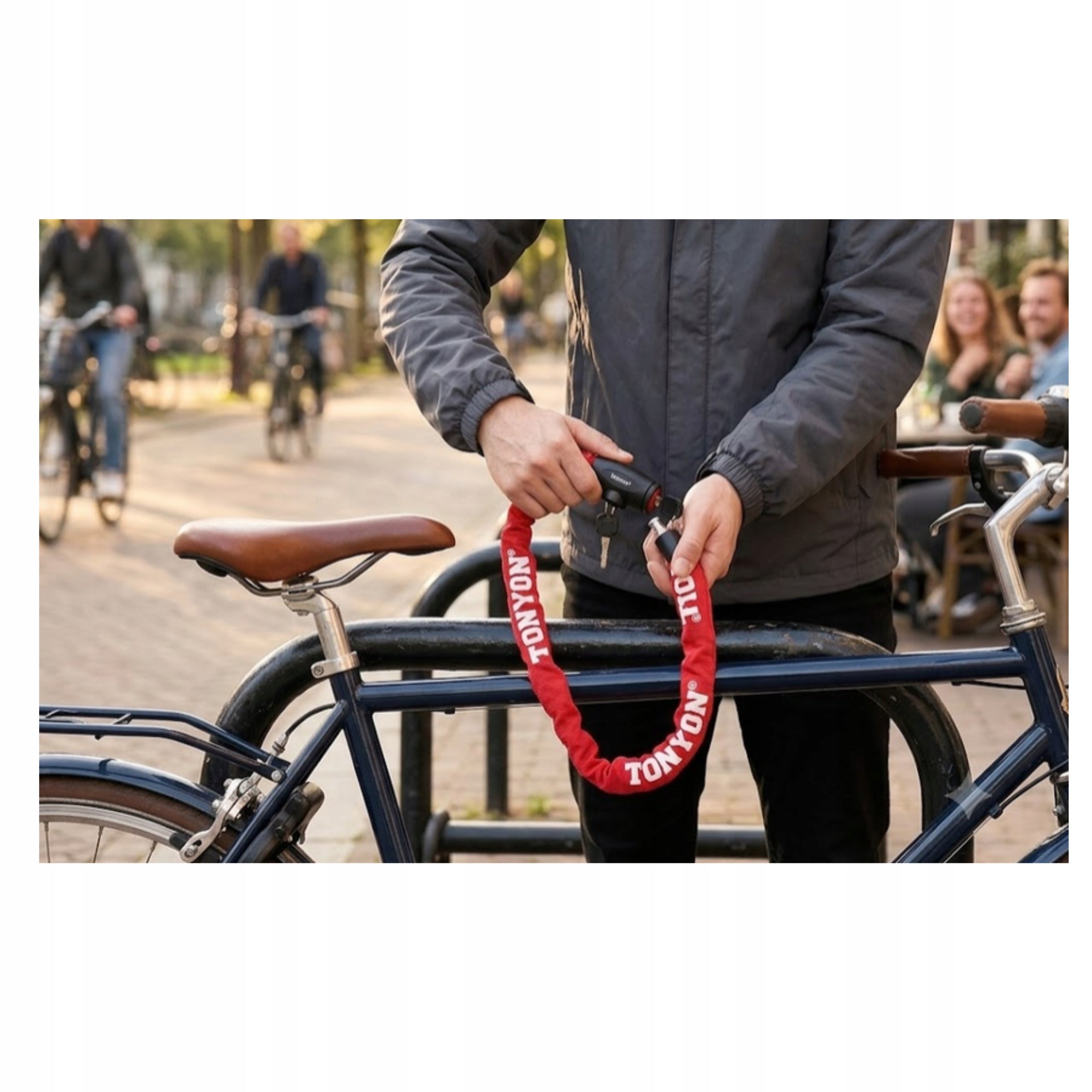 Bicycle lock chain 8x1200 for key for scooter gate red cover Weight 1600 g
