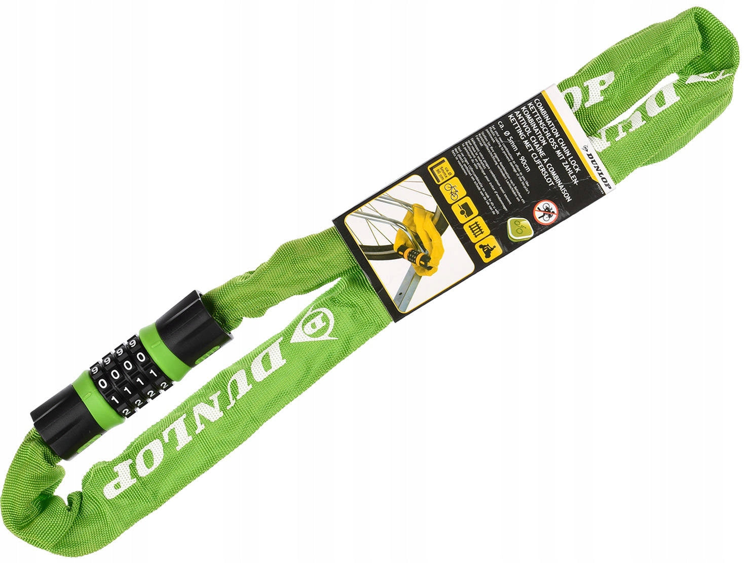 Bicycle lock cipher lock chain 90cm DUNLOP green Model ZIELONY