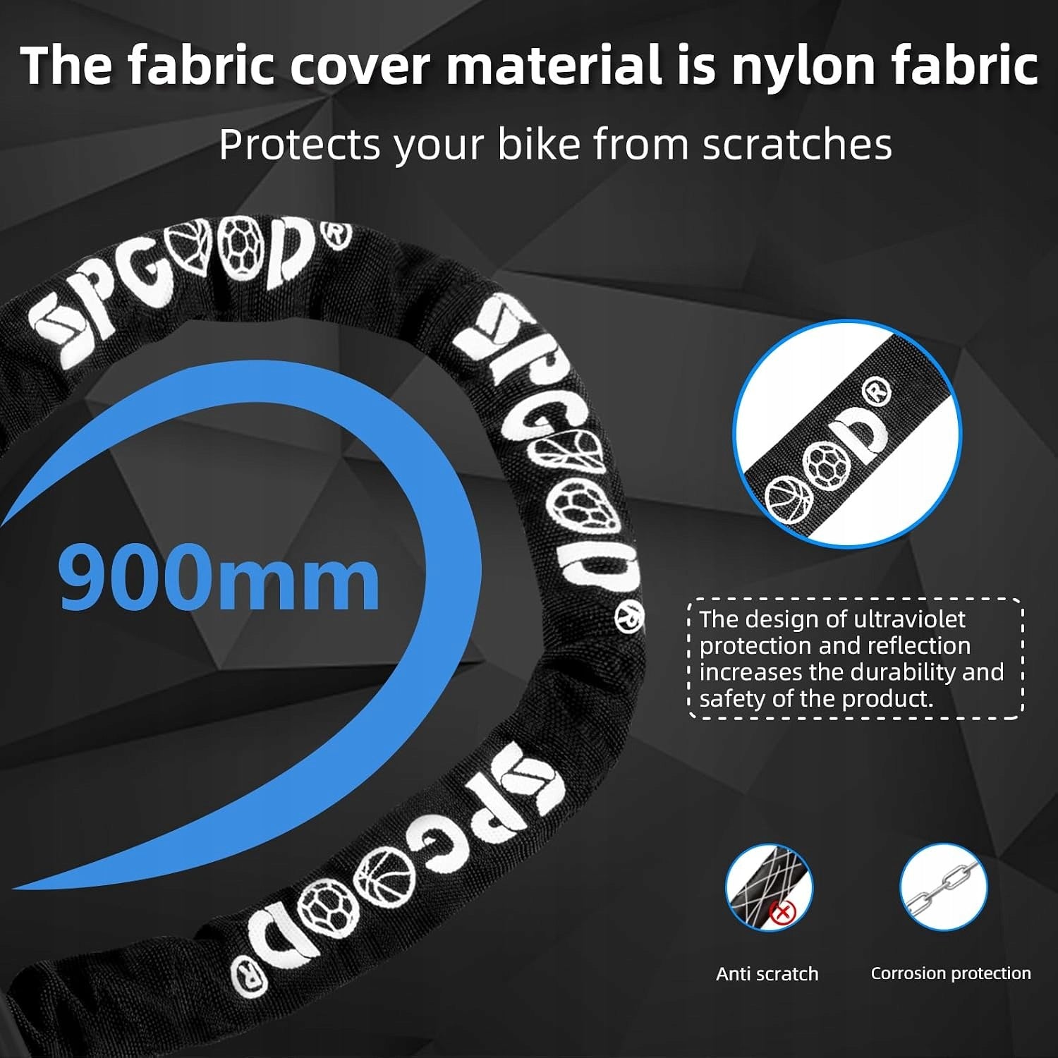 Bicycle lock with 3 keys, chain 6 mm, length 90 cm(Black) | Odpor Manufacturer code B0C2BVS7S3