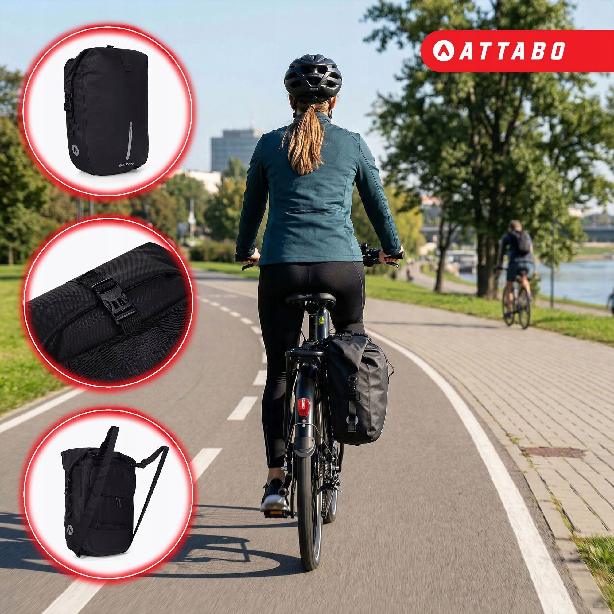 Bicycle pouch ATTABO APB-295 20 l black Capacity 20 l