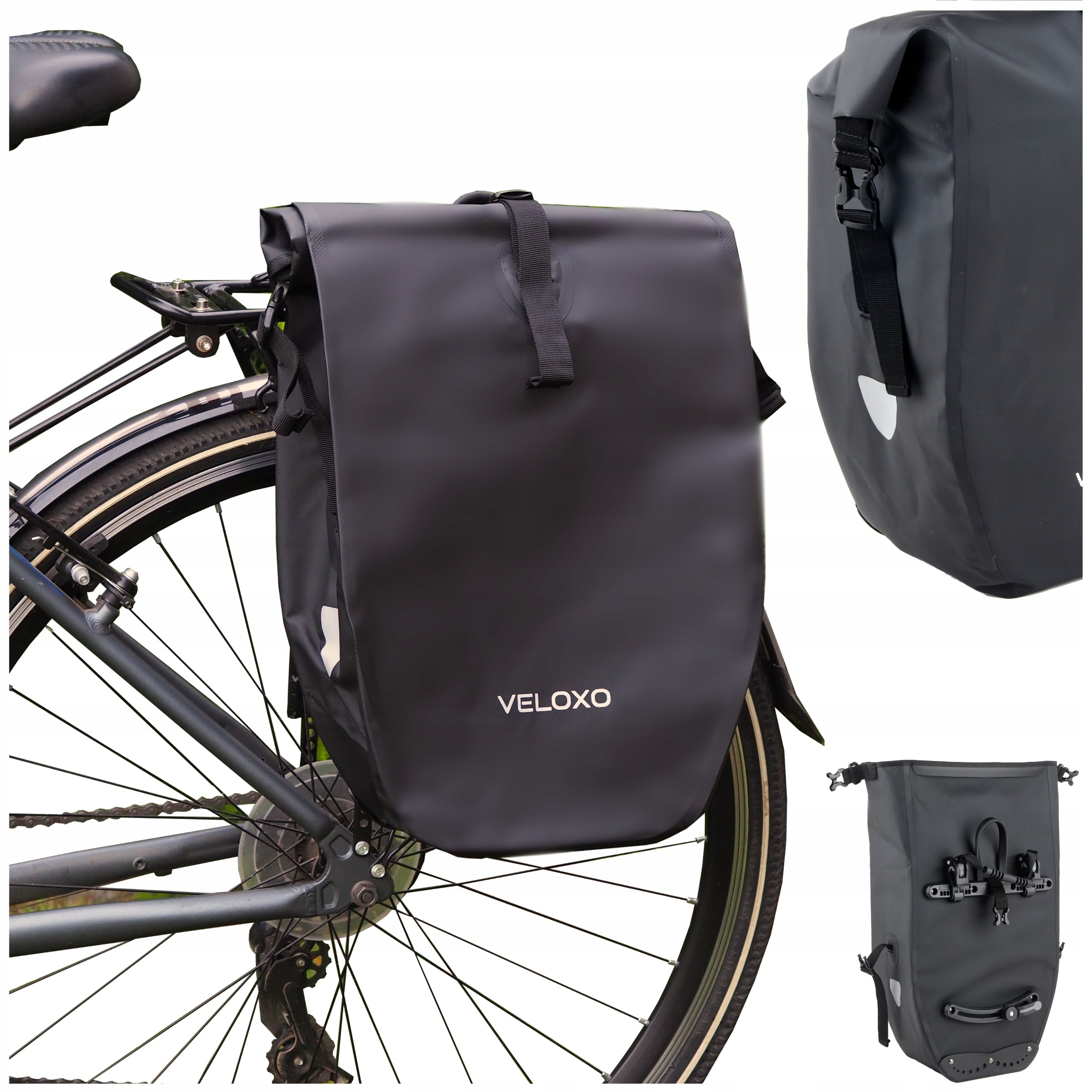 Bicycle pouch bag VELOXO Adventure Pro waterproof 25L Black for trunk