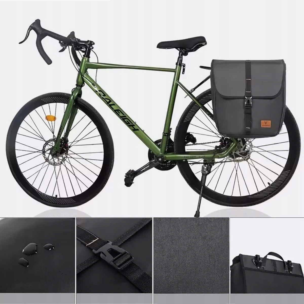 Bicycle pouch for rack waterproof side rear roomy large Dominant material polyester