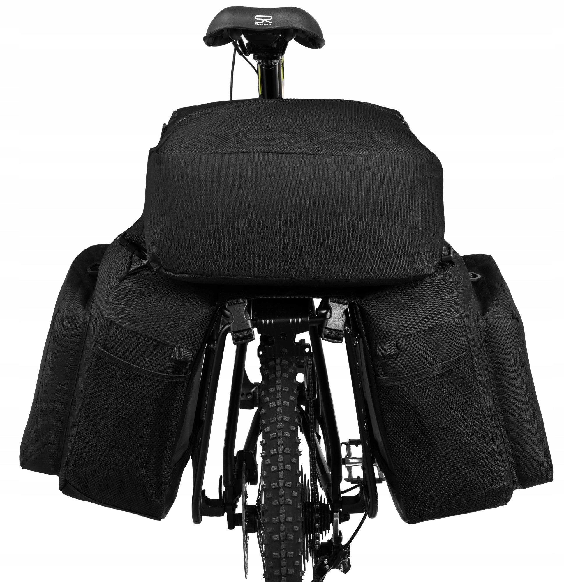 Bicycle pouch trunk bag large roomy 3 shoulder compartments PETERSON Brand Peterson