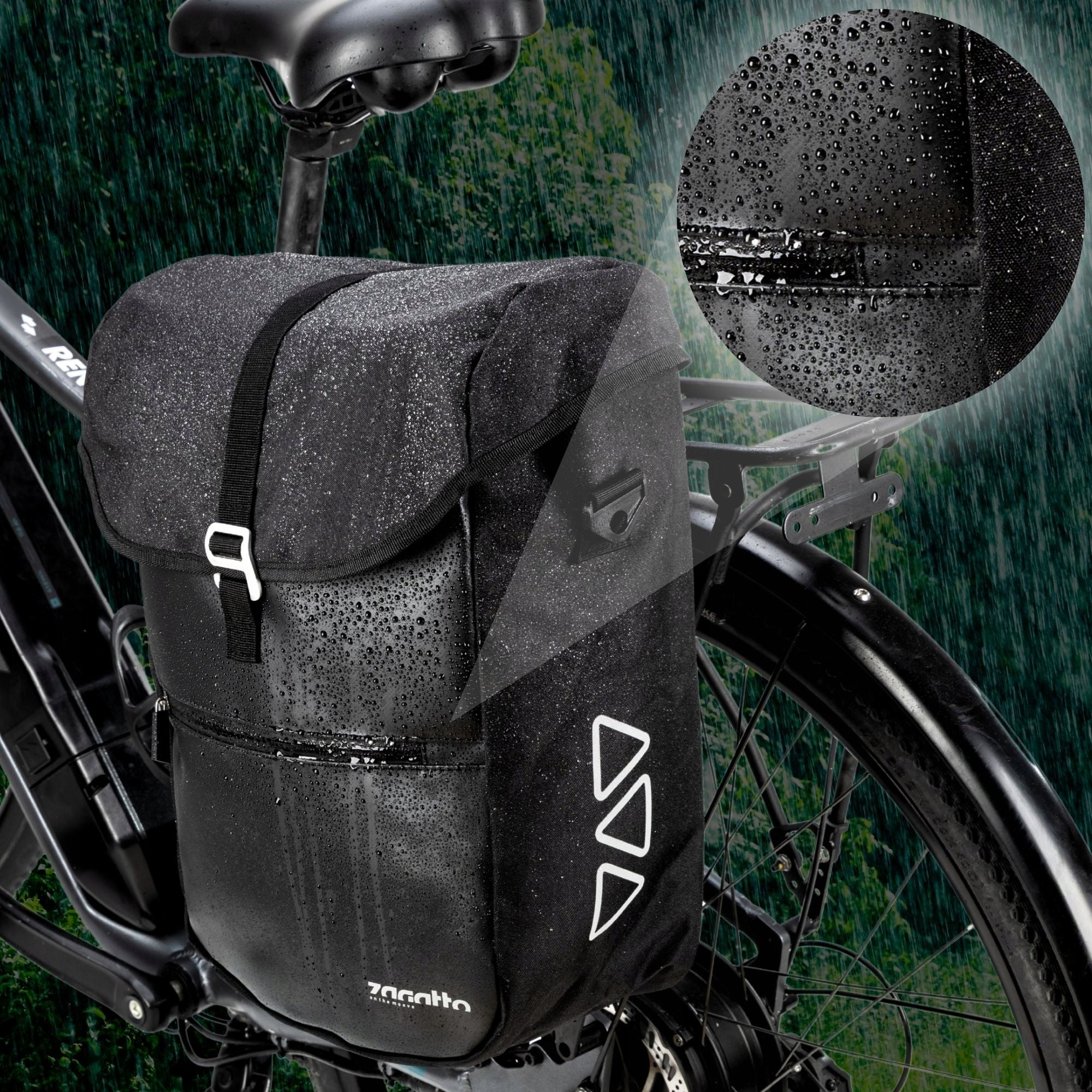 Bicycle pouch trunk bag waterproof side rear roomy ZAGATTO Packaging status original