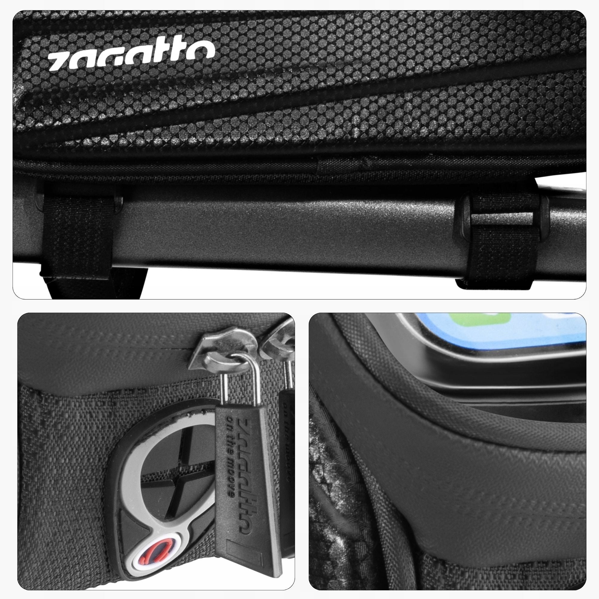 Bicycle pouch waterproof for phone frame bag bicycle pouch ZAGATTO Color black