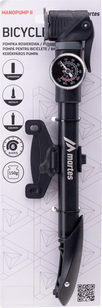 Bicycle pump MARTES MANOPUMP II pressure gauge 6 bar AV FV DV Model pompka ręczna