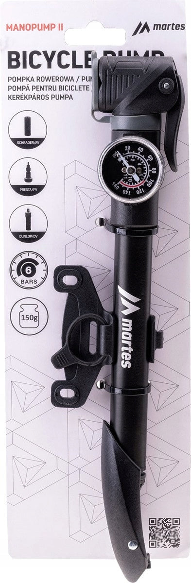 Bicycle pump MARTES MANOPUMP II pressure gauge 6 bar AV FV DV