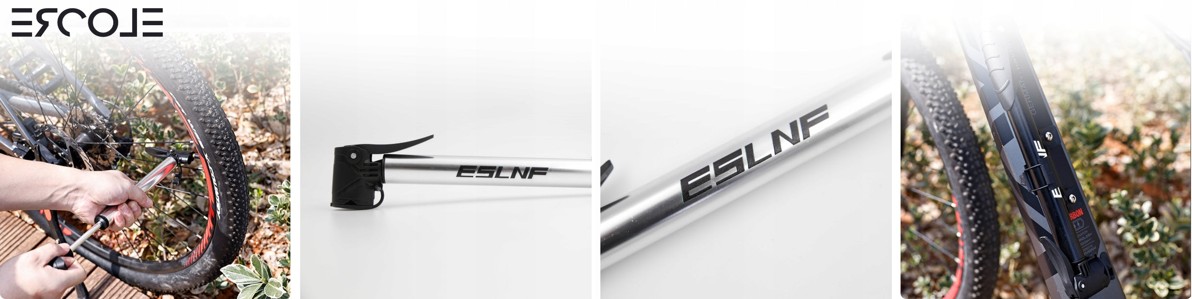 Bicycle pump MINI manual small SILVER universal valve presta schrader Brand Ercole