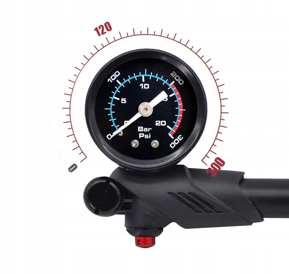 Bicycle pump for shock absorbers hose AV/FV pressure gauge 300 PSI Packaging status original