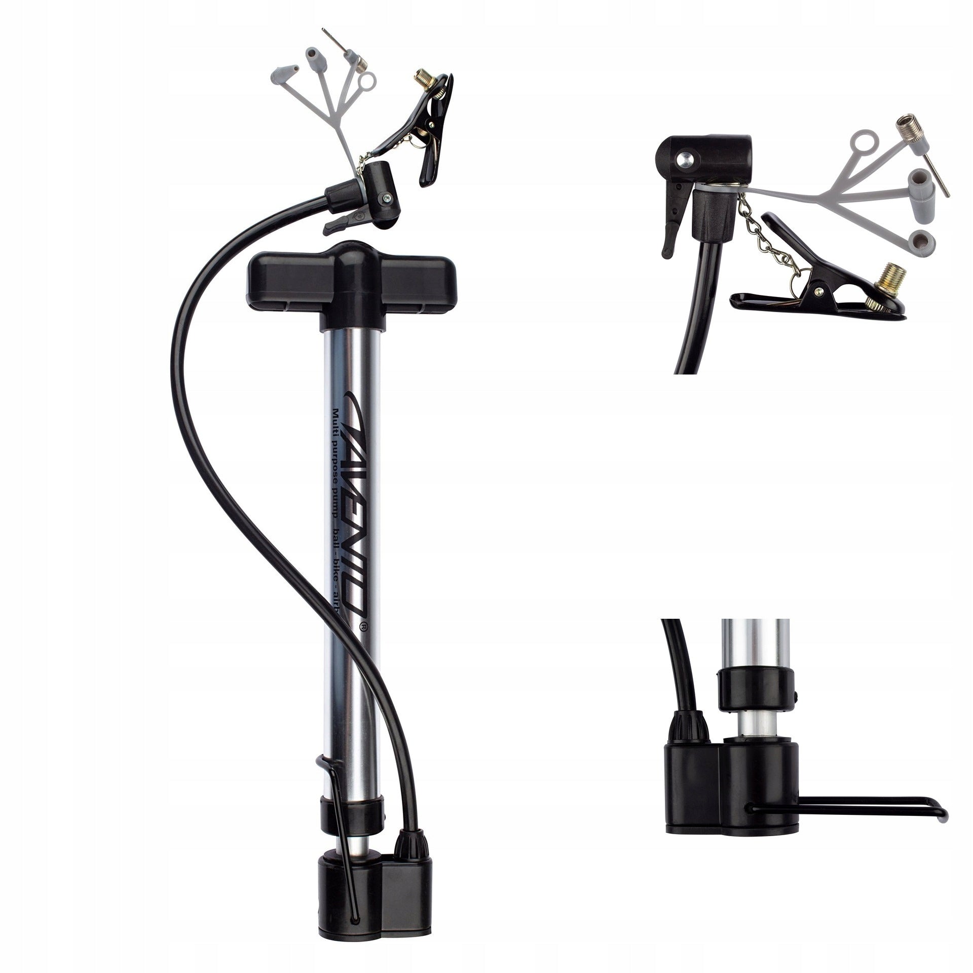 Bicycle pump with hand hose for bicycle balls multifunctional AVENTO 4in1