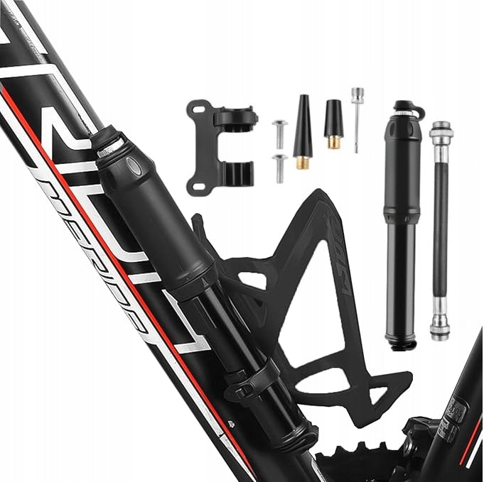 Bicycle pump with mounting kit holder and 100PSI TIPS