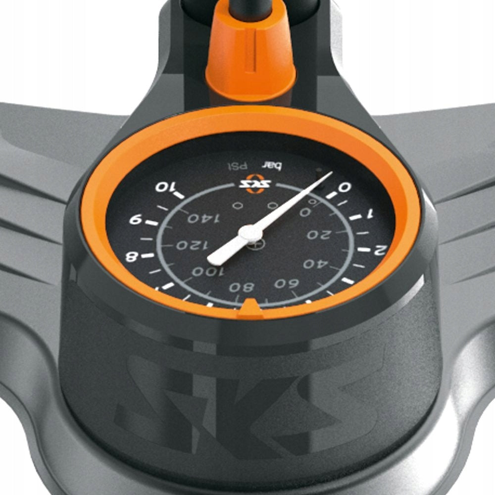 Bicycle pump with pressure gauge SKS Air-X-Plorer 10.0 floor Batteries included no