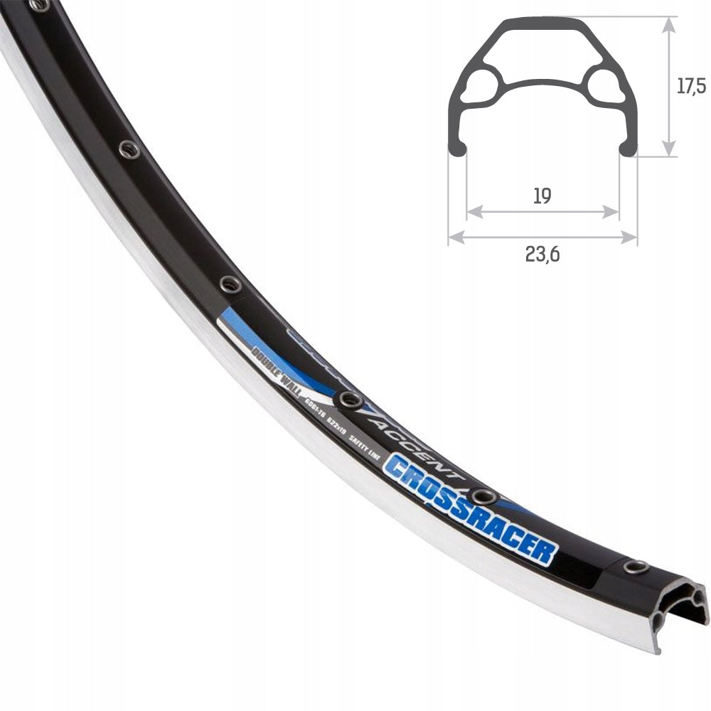Bicycle rim Accent Crossracer 700C 32H black Brand Accent