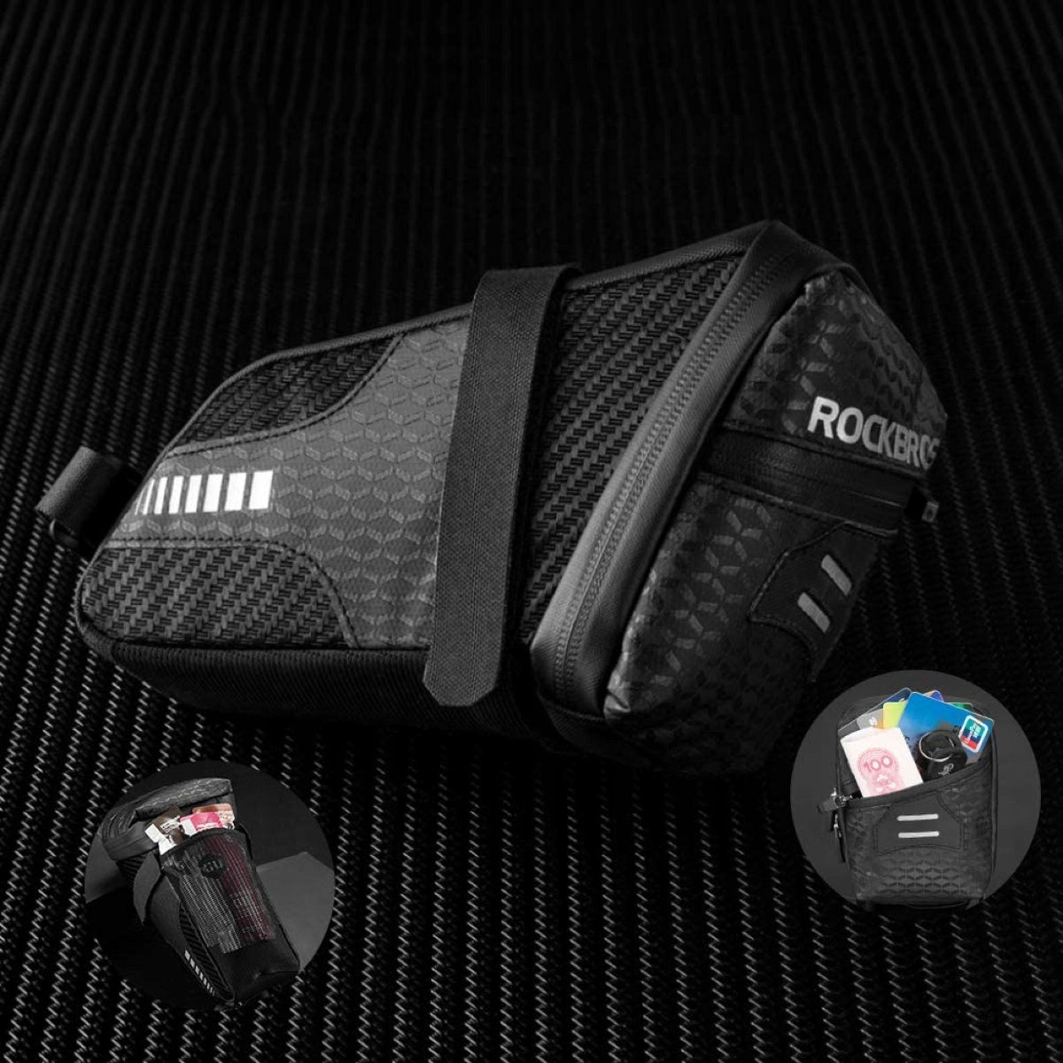 Bicycle saddle bag, bicycle pouch, waterproof, trunk, Rockbros Model C29-BK