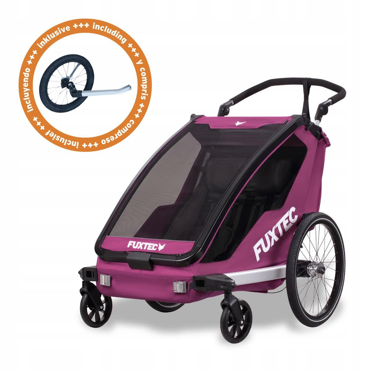 Bicycle trailer FUXTEC FX-FA1-SET with jogger wheel