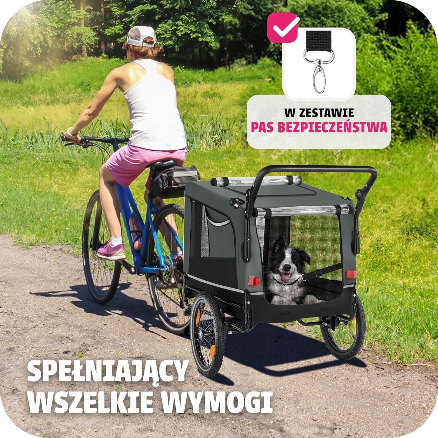 Bicycle trailer for dog tectake 3in1 jogger folding up to 40 kg grey Trade name WoofRider