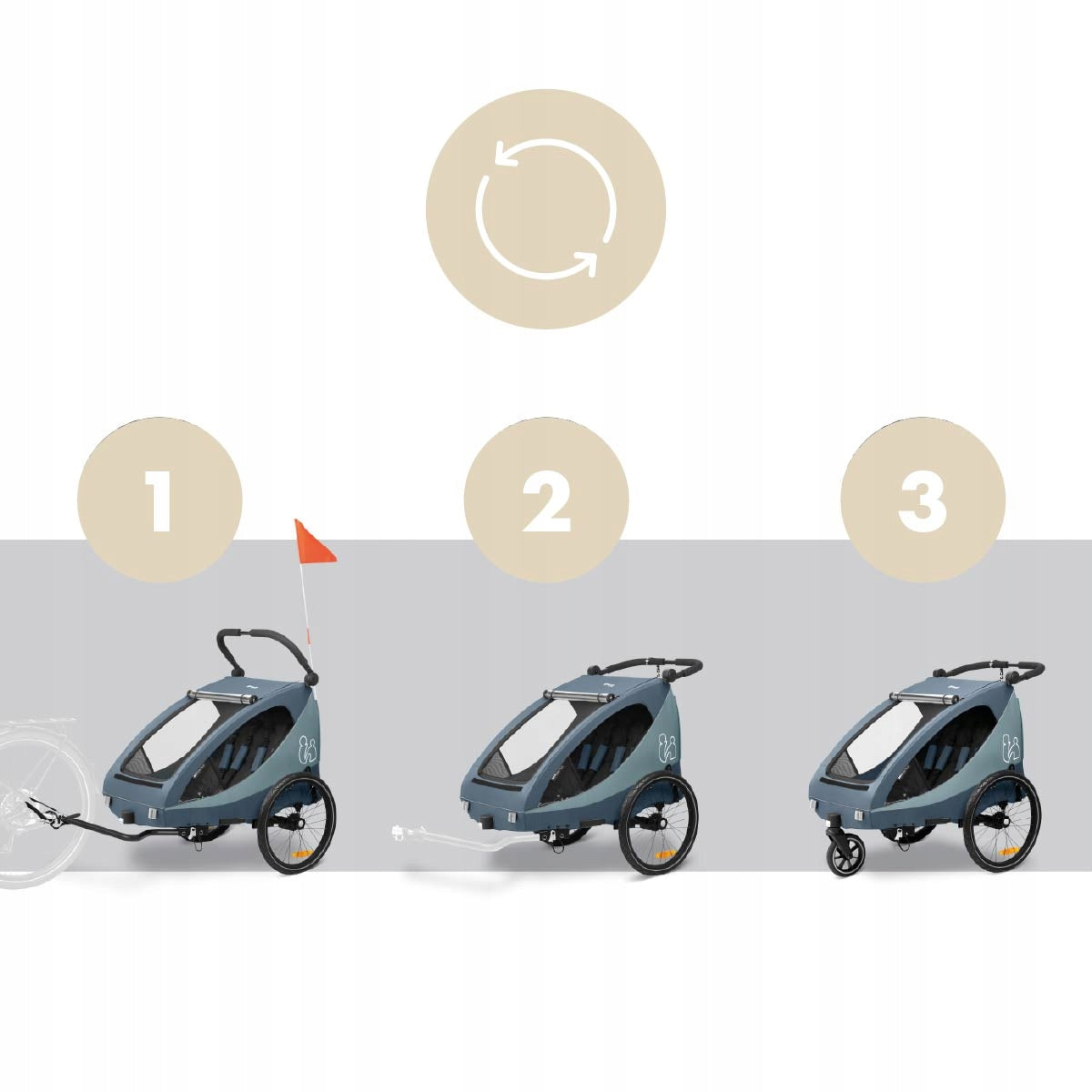 Bicycle trailer two-seater trolley Hauck Dryk Duo Plus Dark Blue Packaging status original
