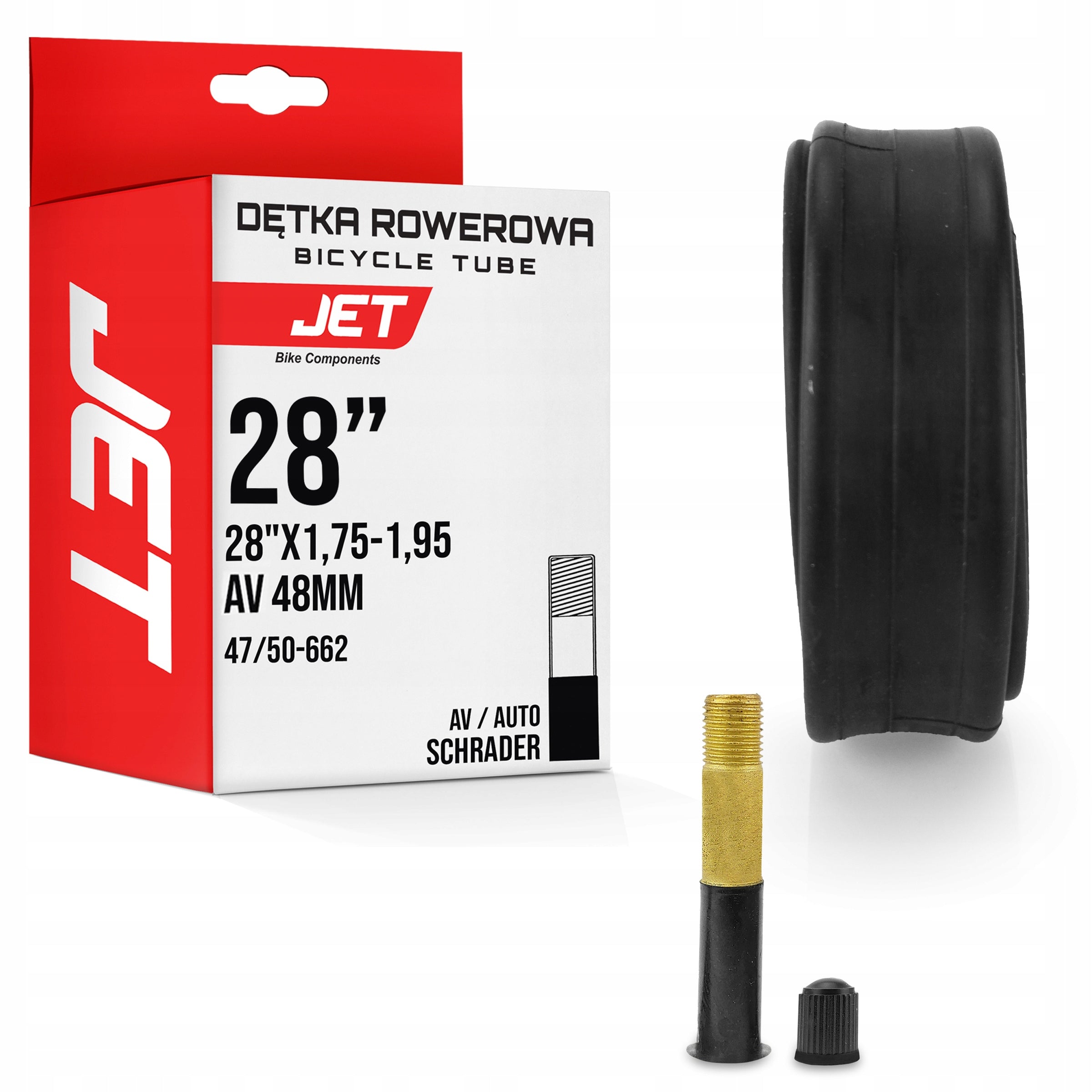 Bicycle tyre ZOOKA Calibre 28x1,75 / 47-622 + inner tube JET valve auto AV48mm Packaging status original