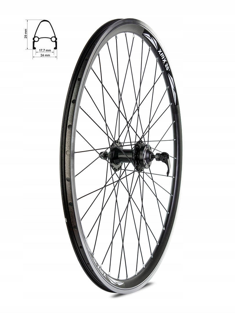 Bicycle wheel front 26'' black, under disc brake, XMX Color black