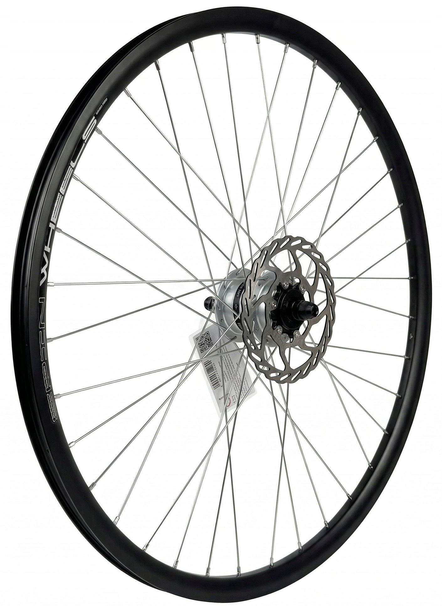 Bicycle wheel front 28 inches Shimano generator under disc Black + Shield 160