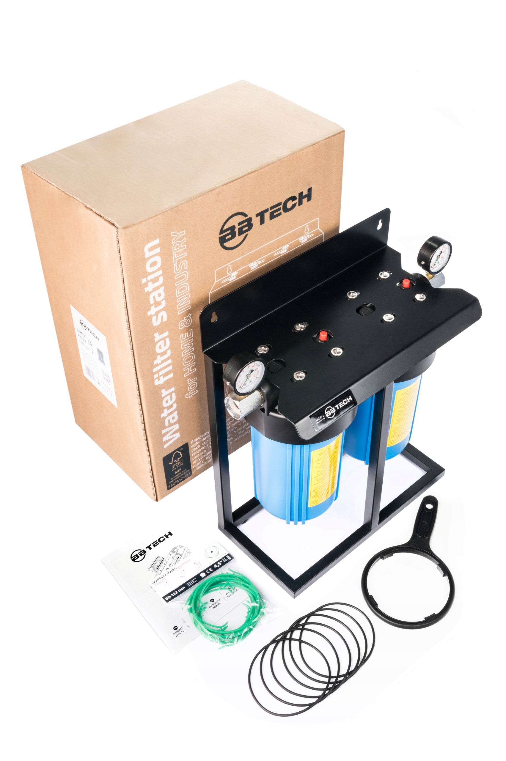Big Blue 2×10″ 1″ Water Filtration System – 2-Stage Set with Pressure Gauges