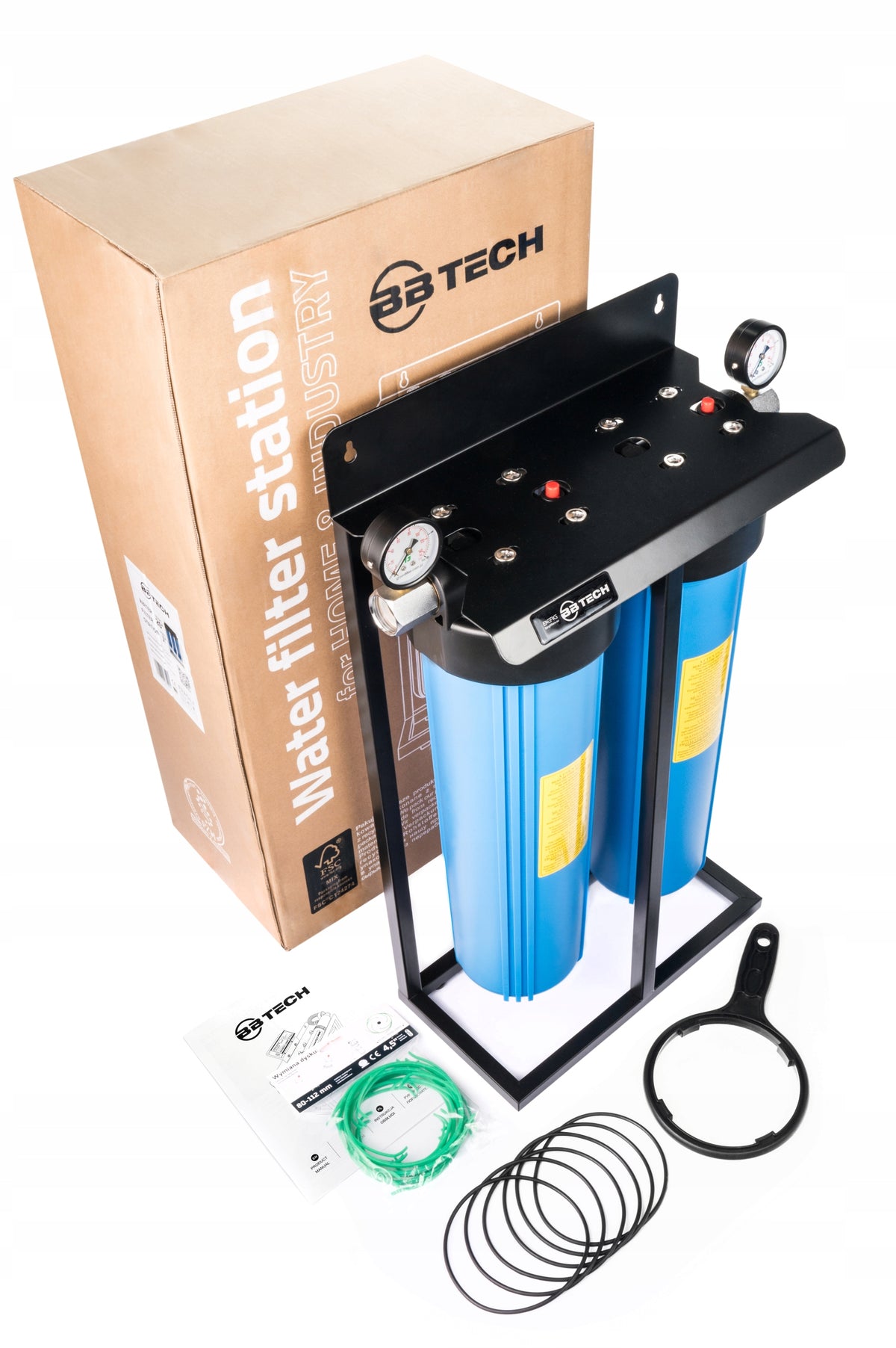 Big Blue 2×20″ 1″ Water Filtration System – 2-Stage Set with Pressure Gauges