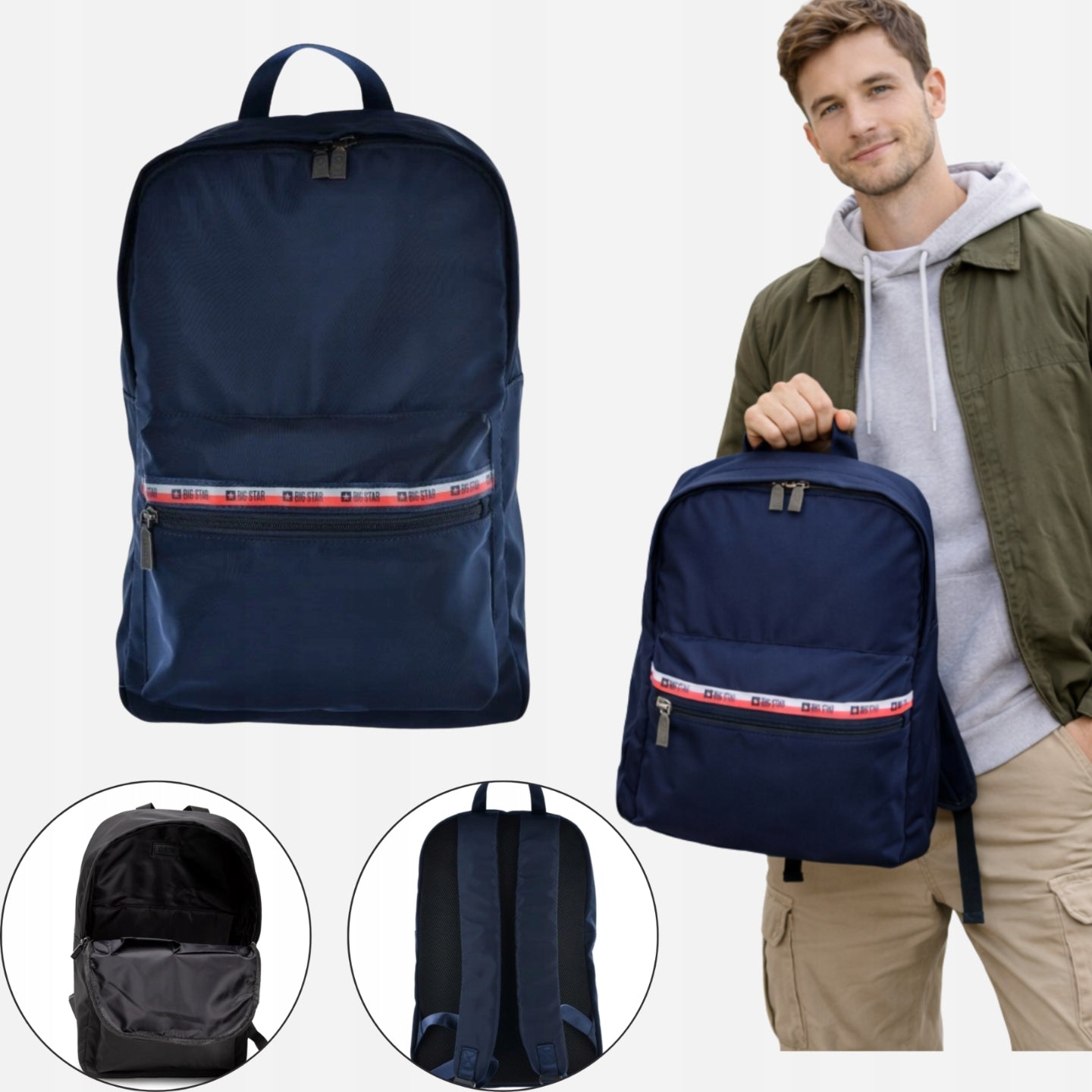 Big Star JJ574075 unisex navy blue backpack 44×35×14,5 cm | polyester