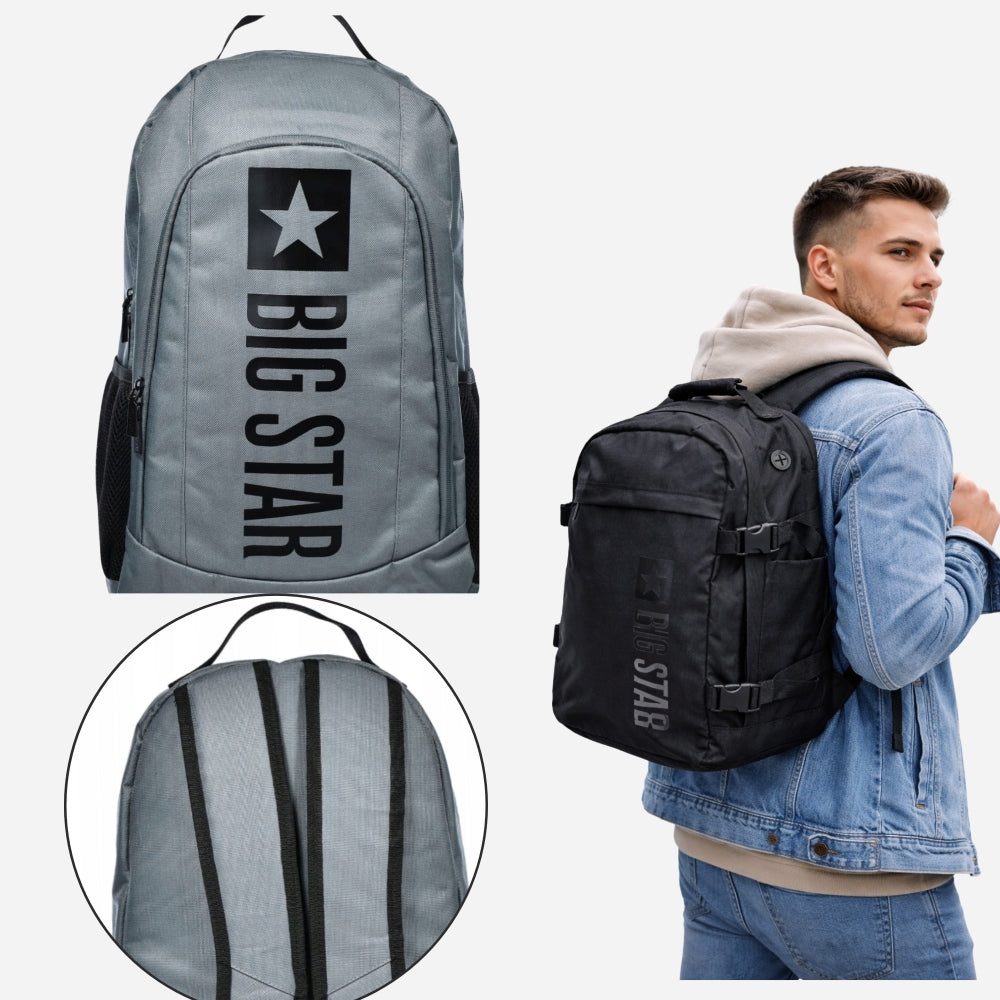 Big Star RR574149 Backpack Hugo Grey | polyester, A4, 48×28×13 cm