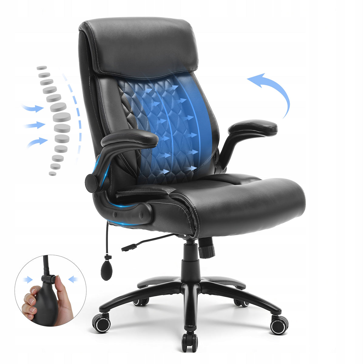 Big and Tall Office Chair Heavy Duty Office Desk Chair Padded Flip-Up Arms