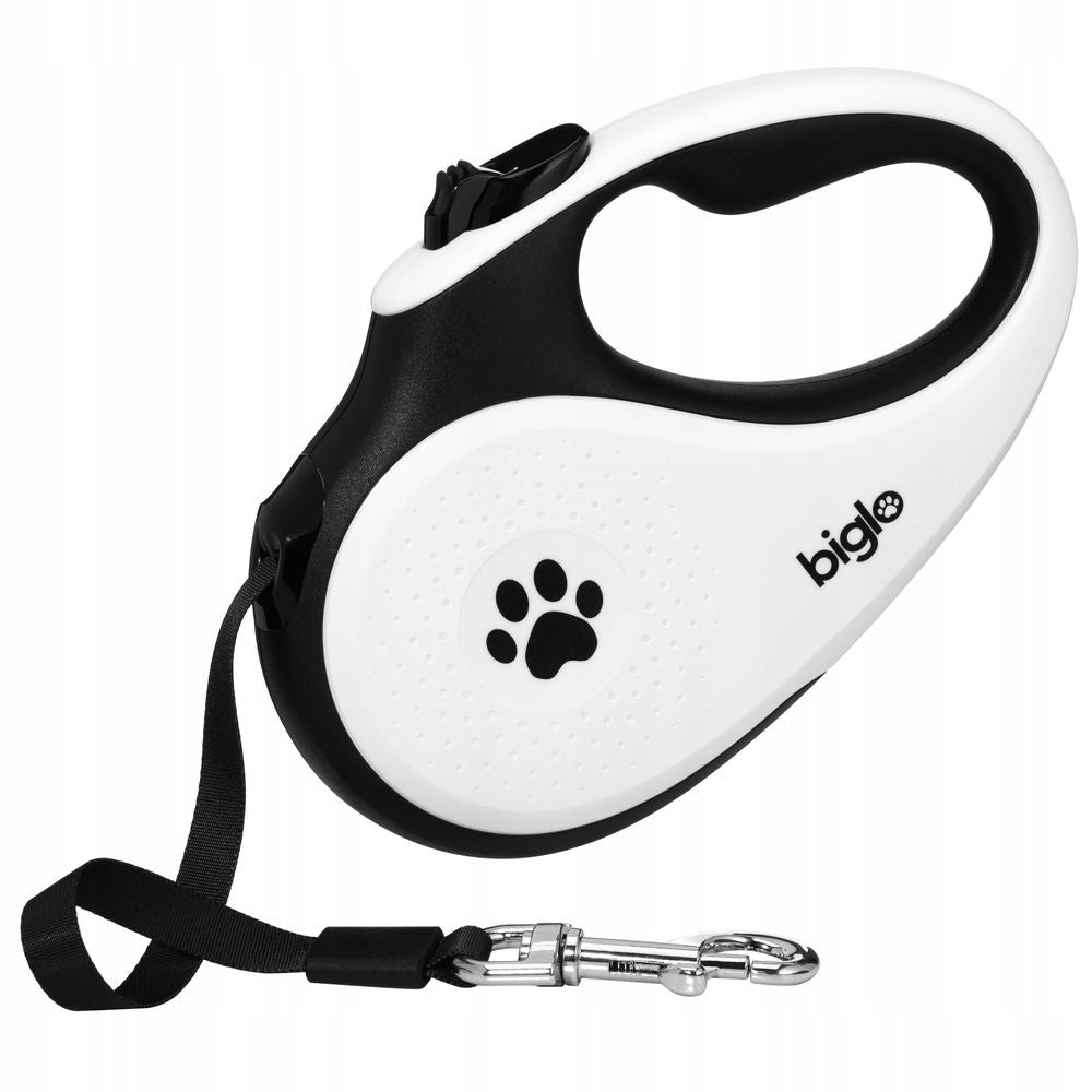Biglo Ergo Plus White Automatic Dog Leash, Tape - S