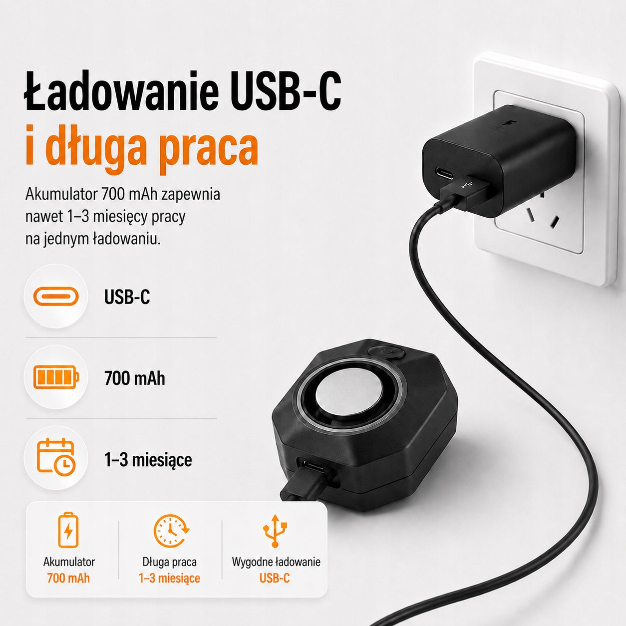 Bike Alarm USB Rechargeable with Remote 110dB Anti Theft IP65 Waterproof Alarm volume 110 dB