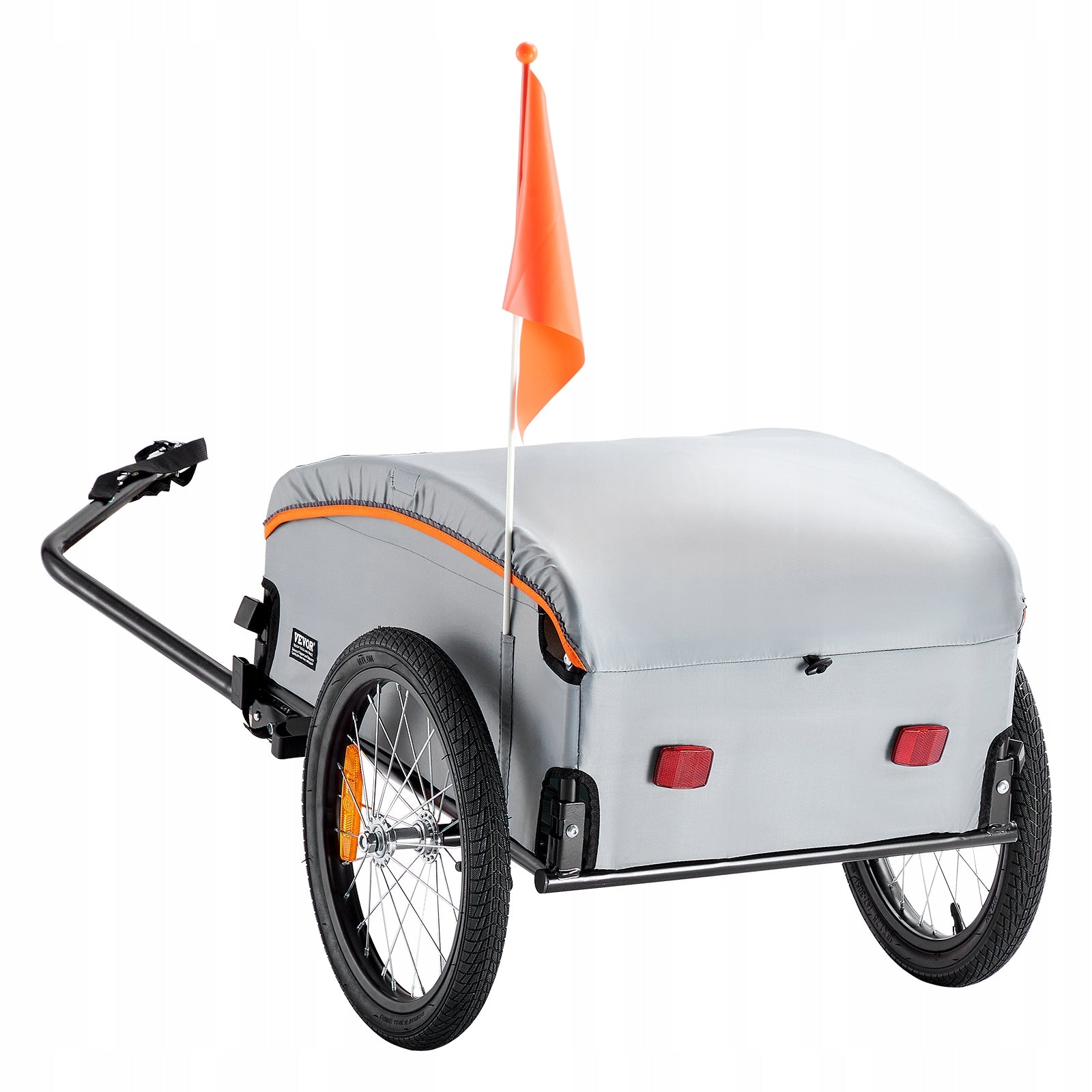 Bike Cargo Trailer 100LBS Foldable with Waterproof Cover 16 Wheels Color gray