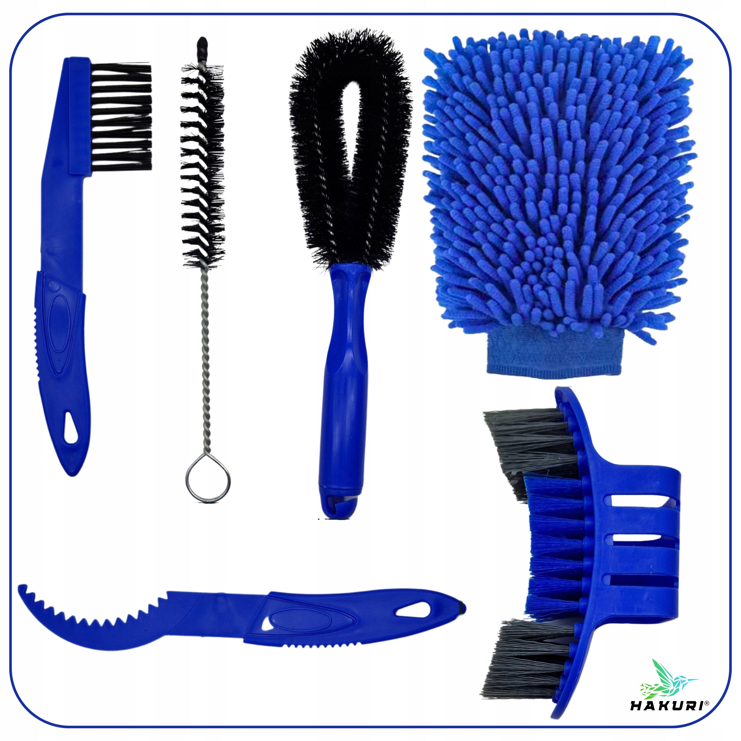 Bike Cleaning Kit Brushes for Washing Drive Chain Tires HAKURI Manufacturer code Zestaw narzędzi do czyszczenia roweru Hakuri