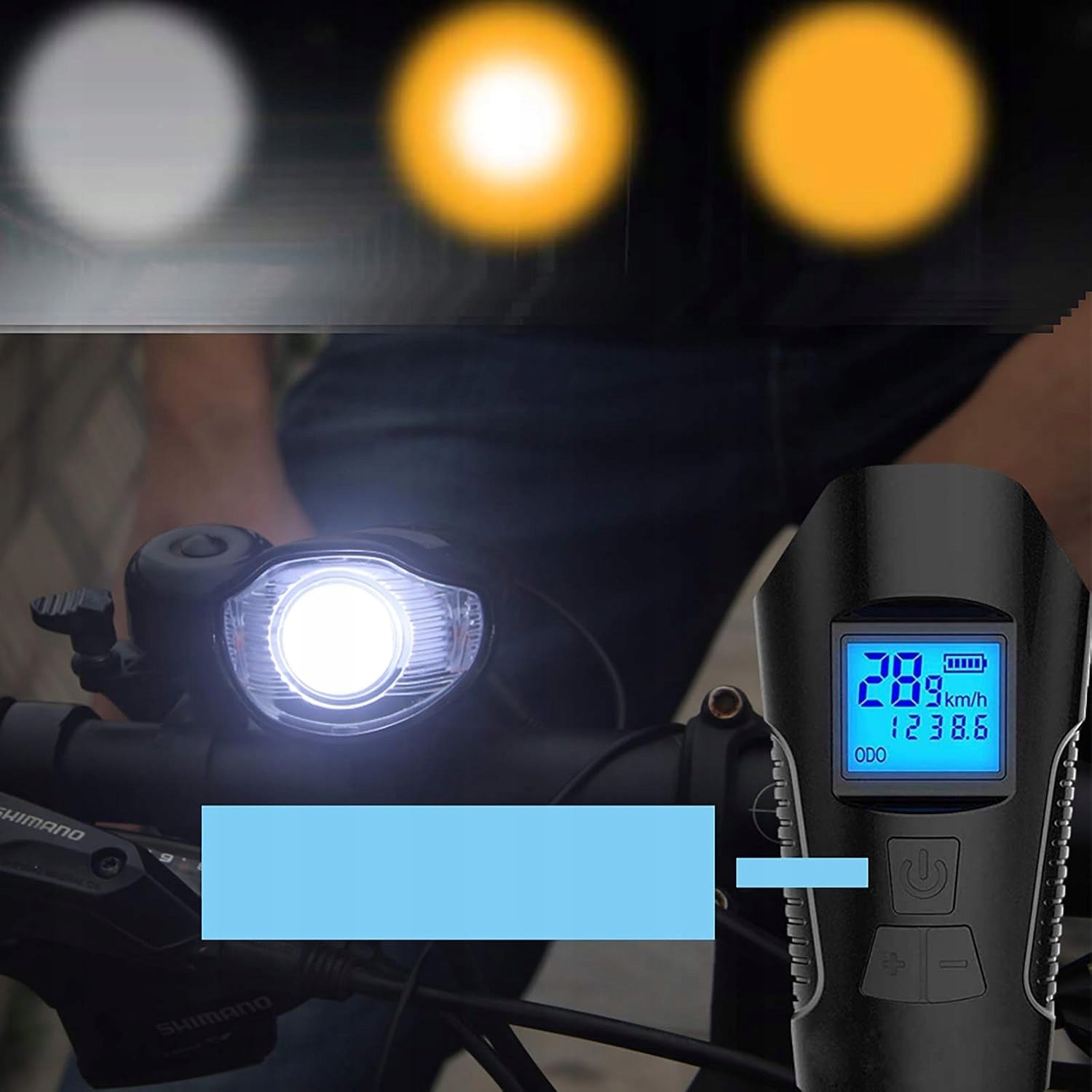 Bike Flashlight Usb Kilometer Counter Speedometer Blue Model 1579359