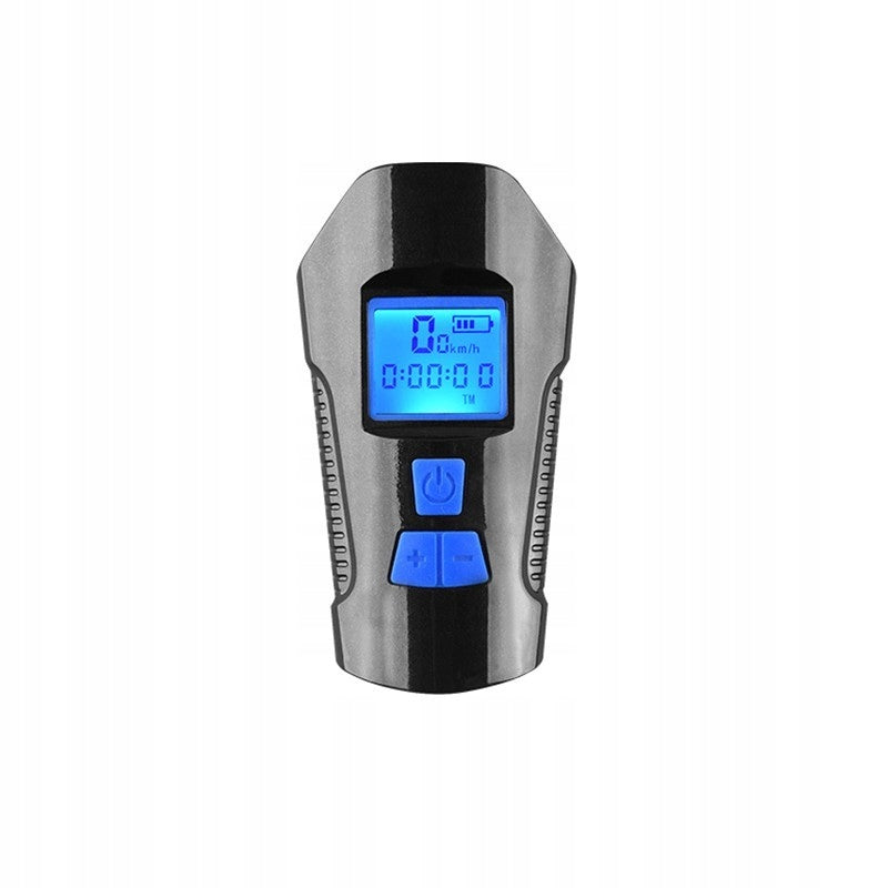 Bike Flashlight Usb Kilometer Counter Speedometer Blue Packaging status original