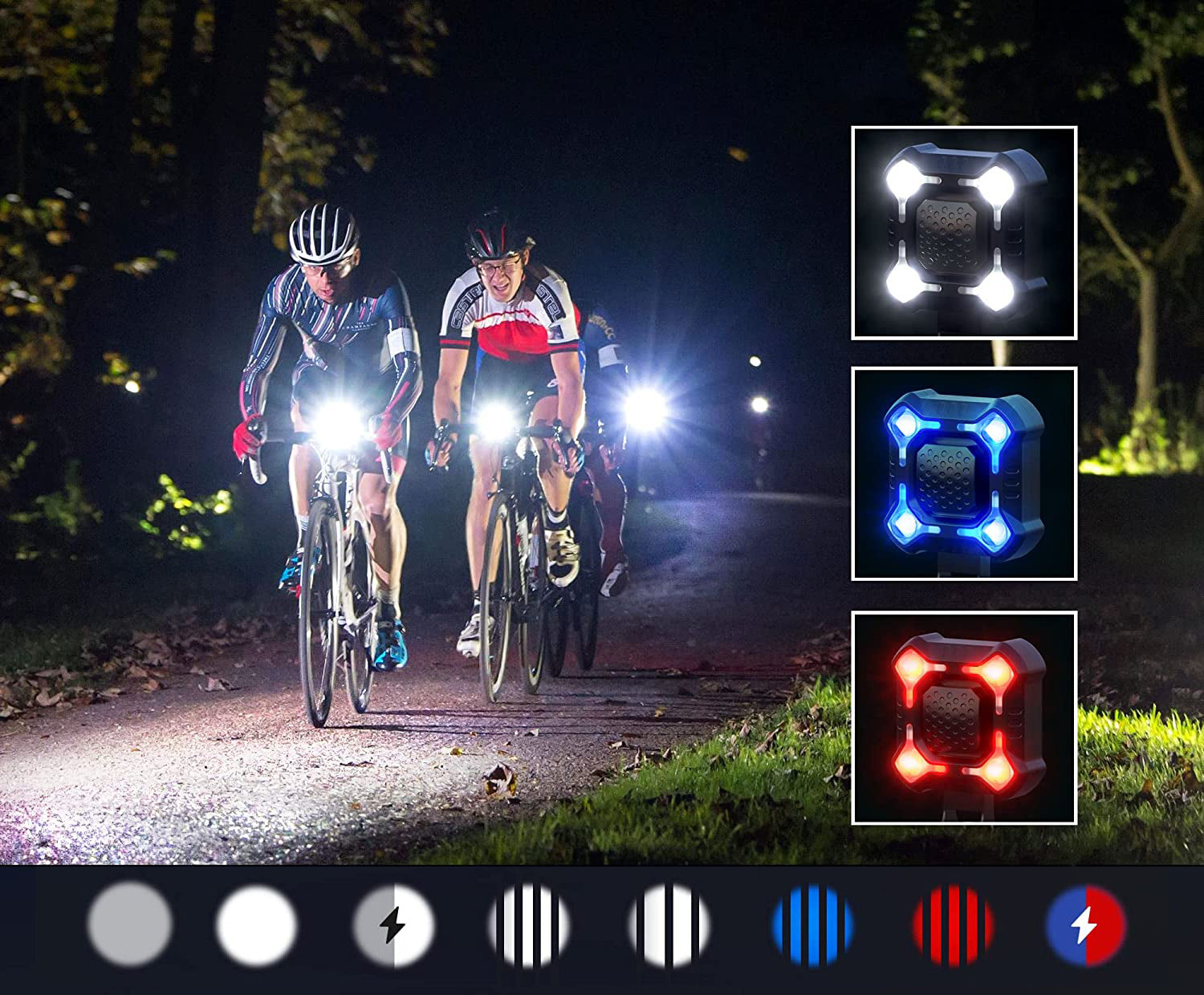 Bike Lamp Front And Rear With Horn Waterproof 1200mAh Color black