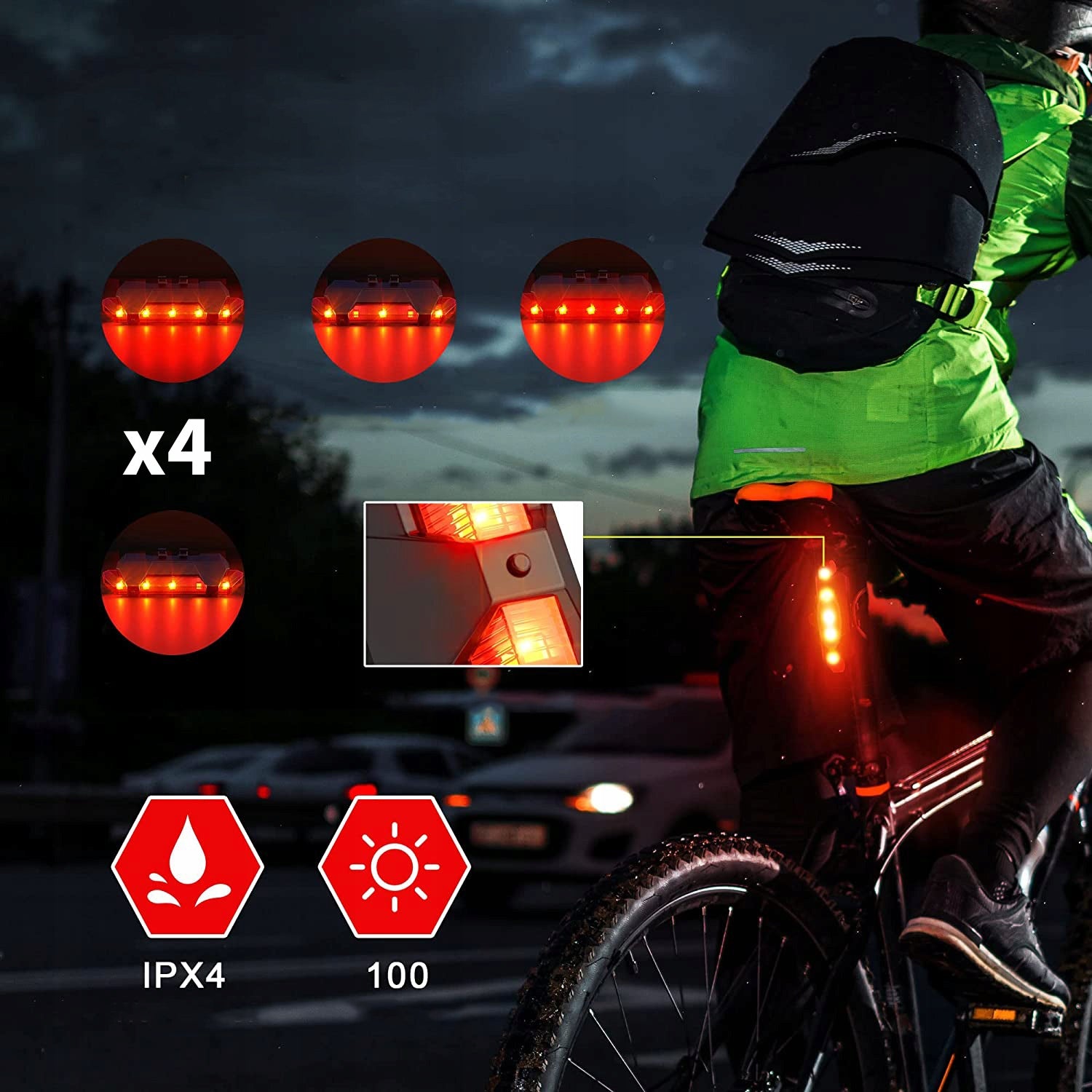 Bike Lamp Front And Rear With Horn Waterproof 1200mAh Kind set