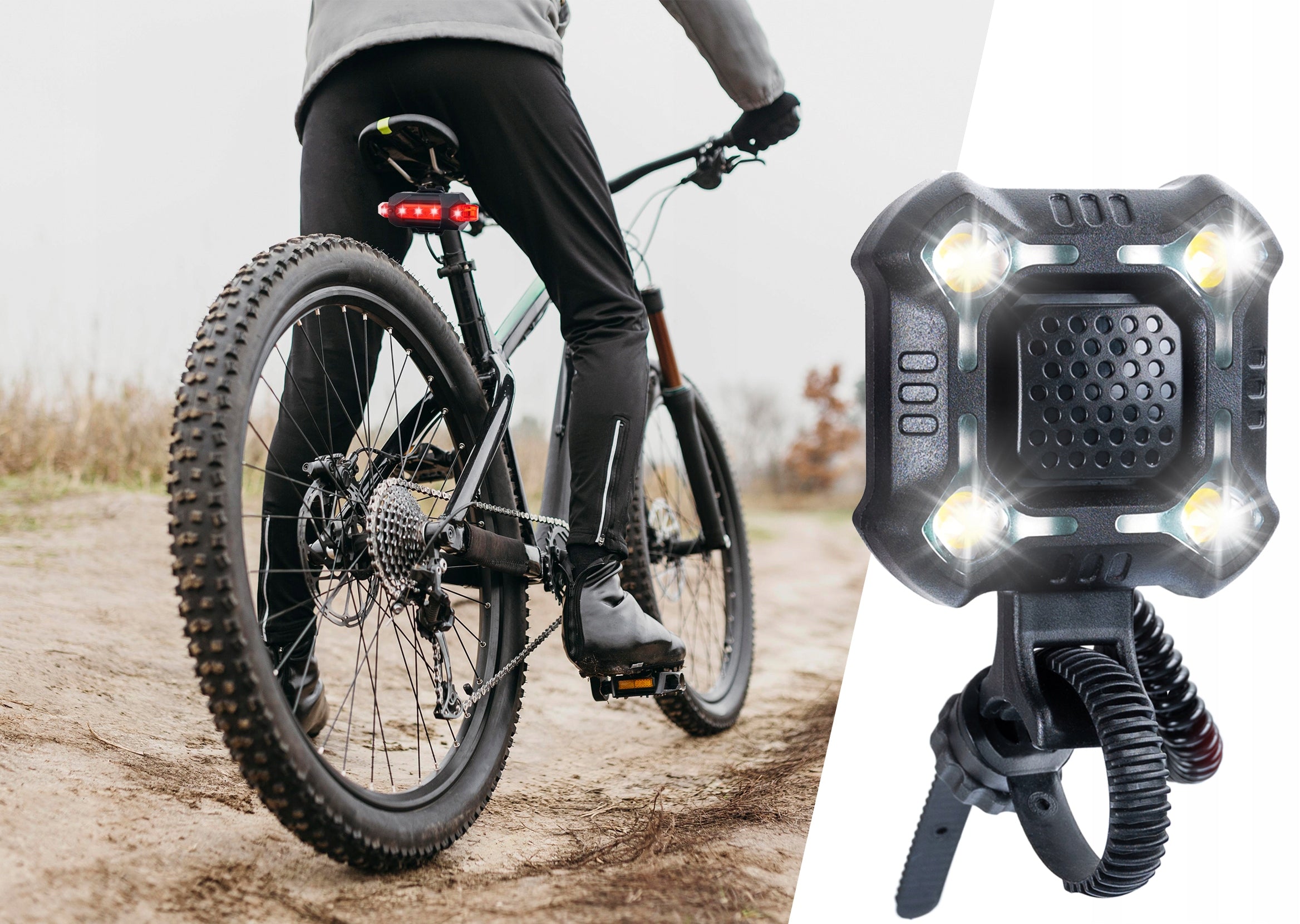 Bike Lamp Front And Rear With Horn Waterproof 1200mAh Light source LED