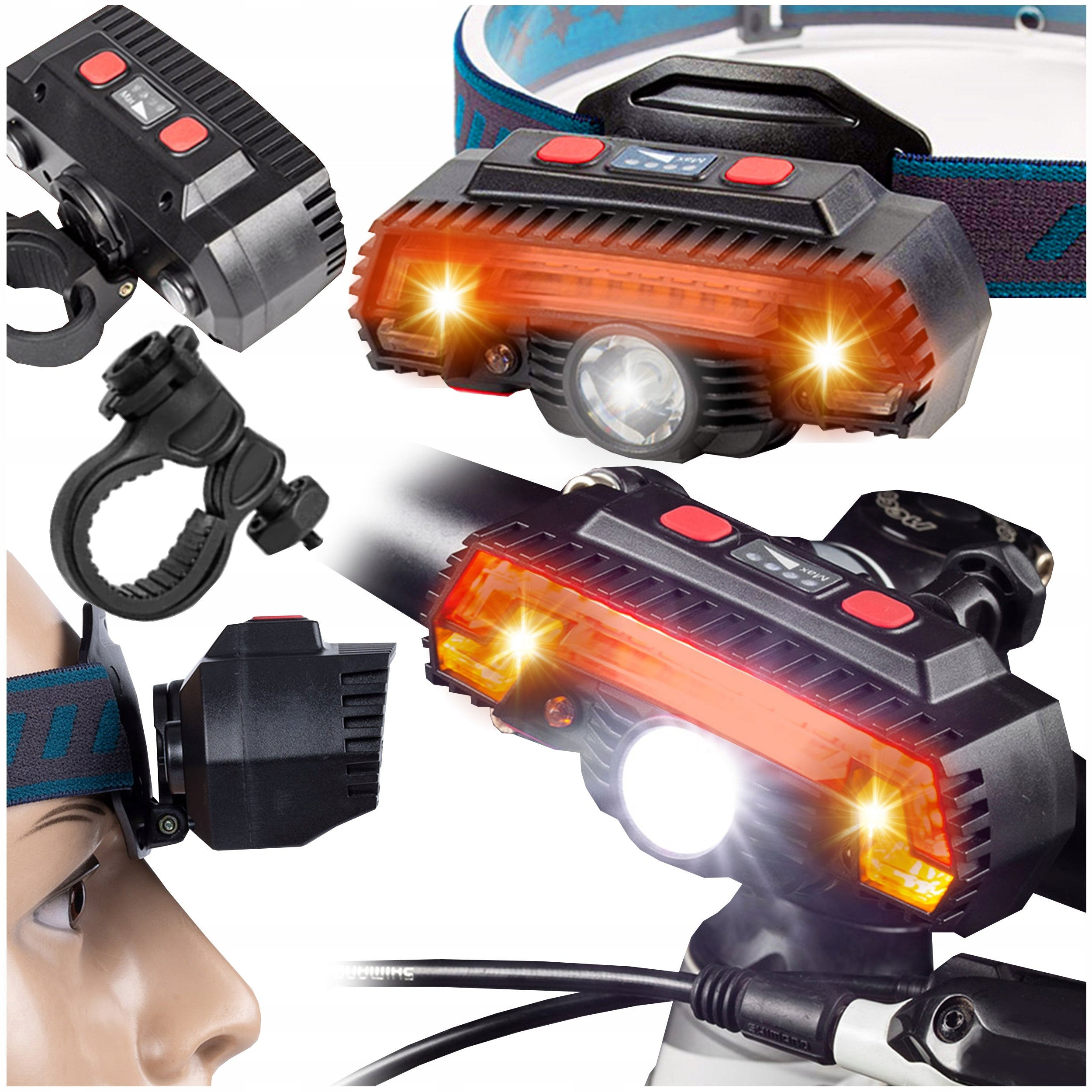 Bike Light 3in1 Indicator Flashlight Headlamp Workshop Lamp