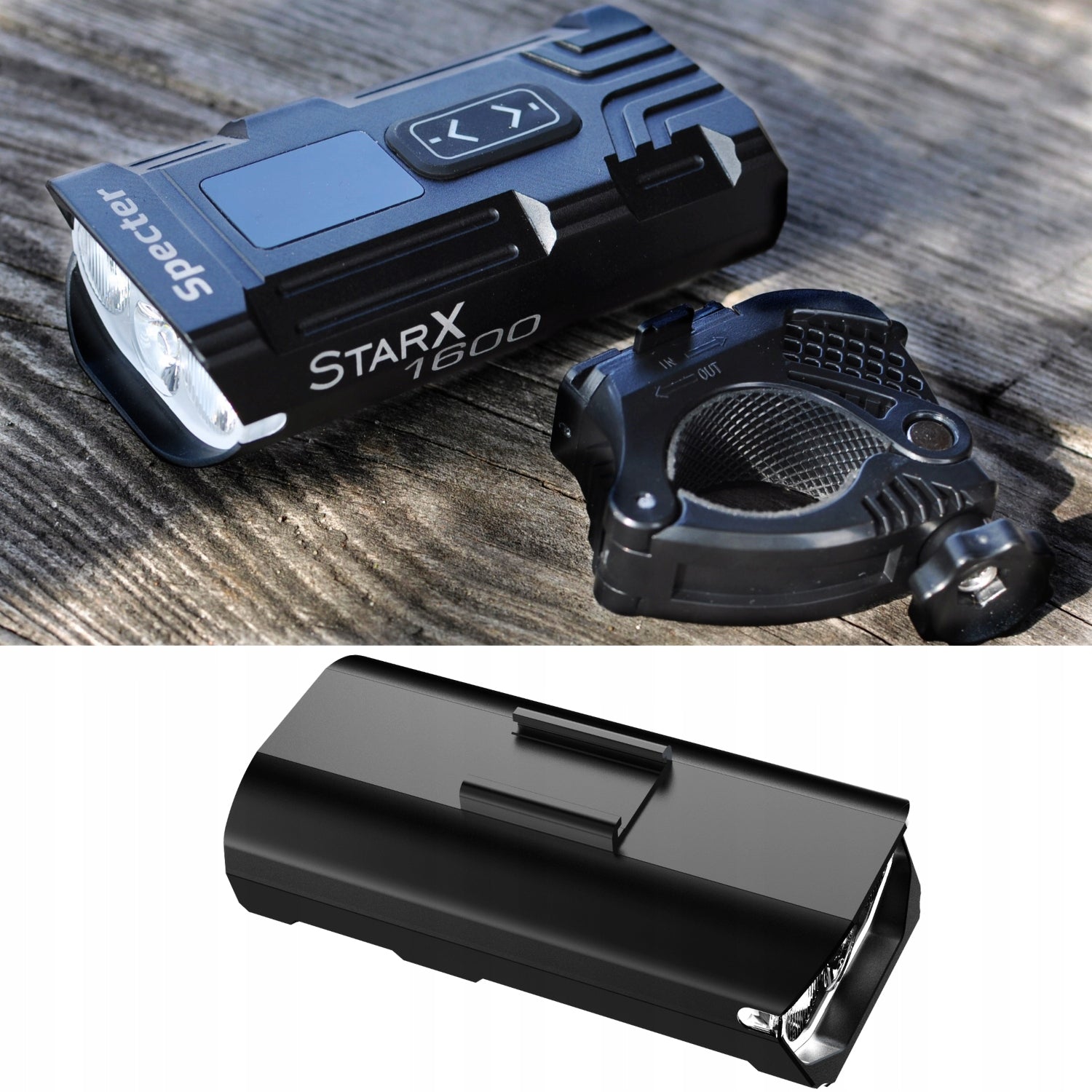 Bike Light Rechargeable Flashlight Front 1600 LM Power bank 6000 mAh Kind front-facing