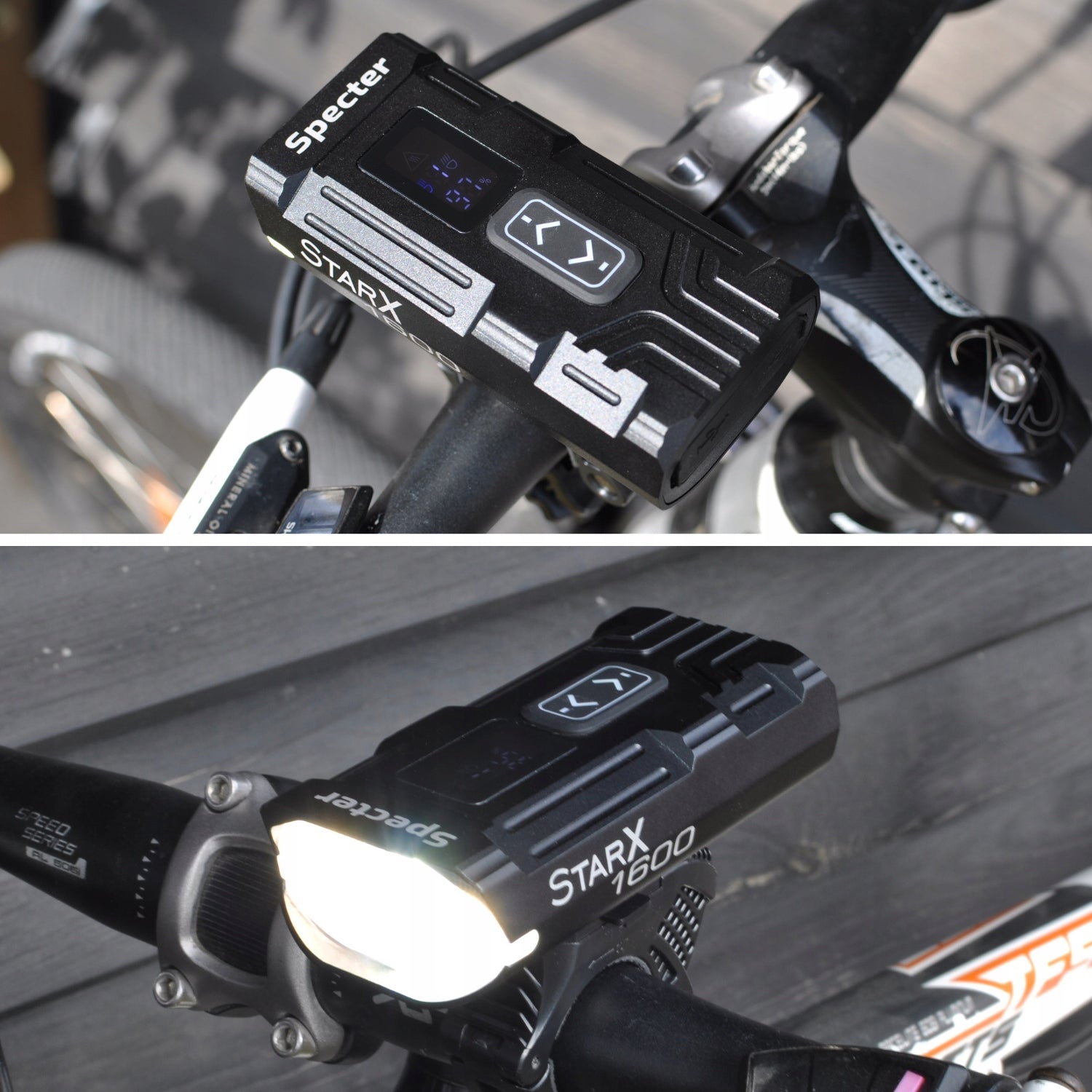 Bike Light Rechargeable Flashlight Front 1600 LM Power bank 6000 mAh Light beam 1600 lm