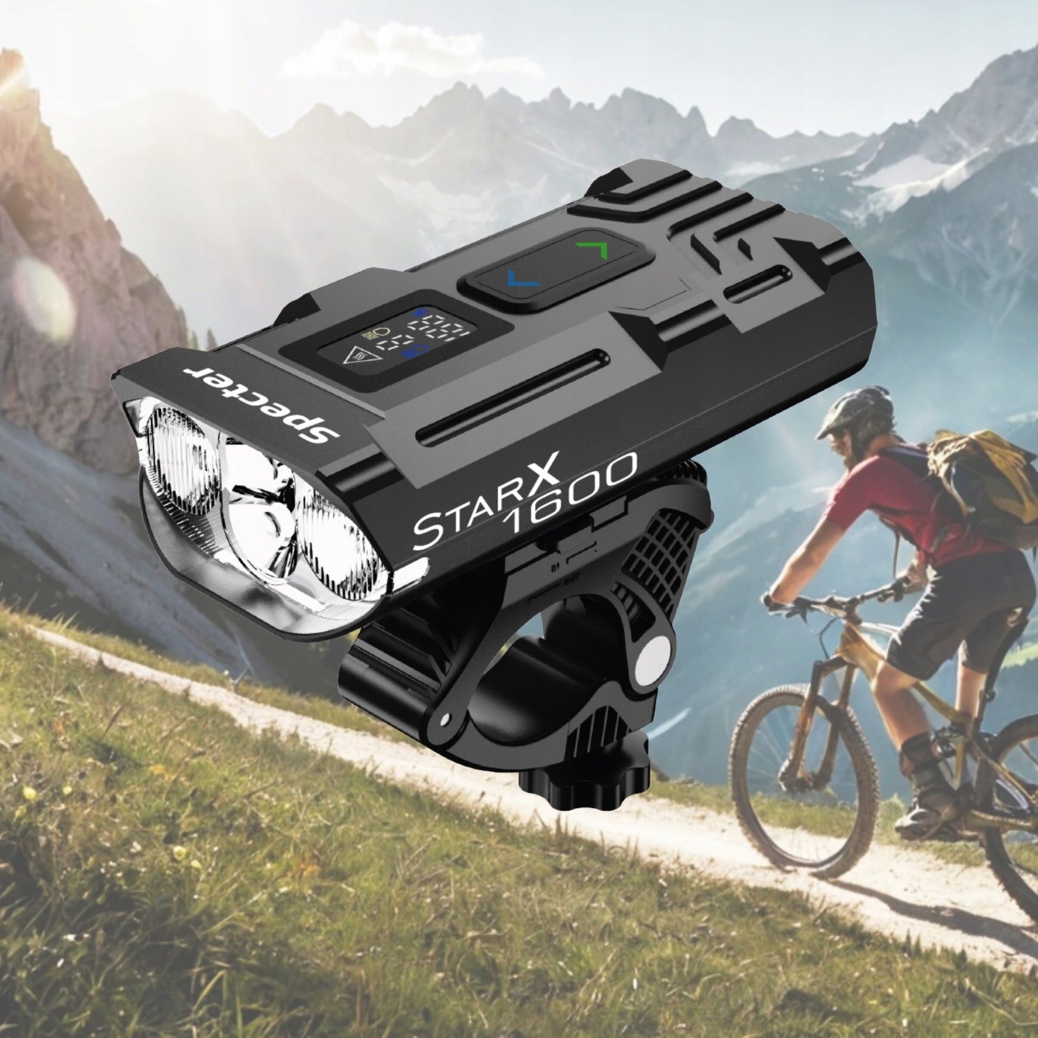 Bike Light Rechargeable Flashlight Front 1600 LM Power bank 6000 mAh Model STARX Prezent na święta dla chłopaka ojca syna