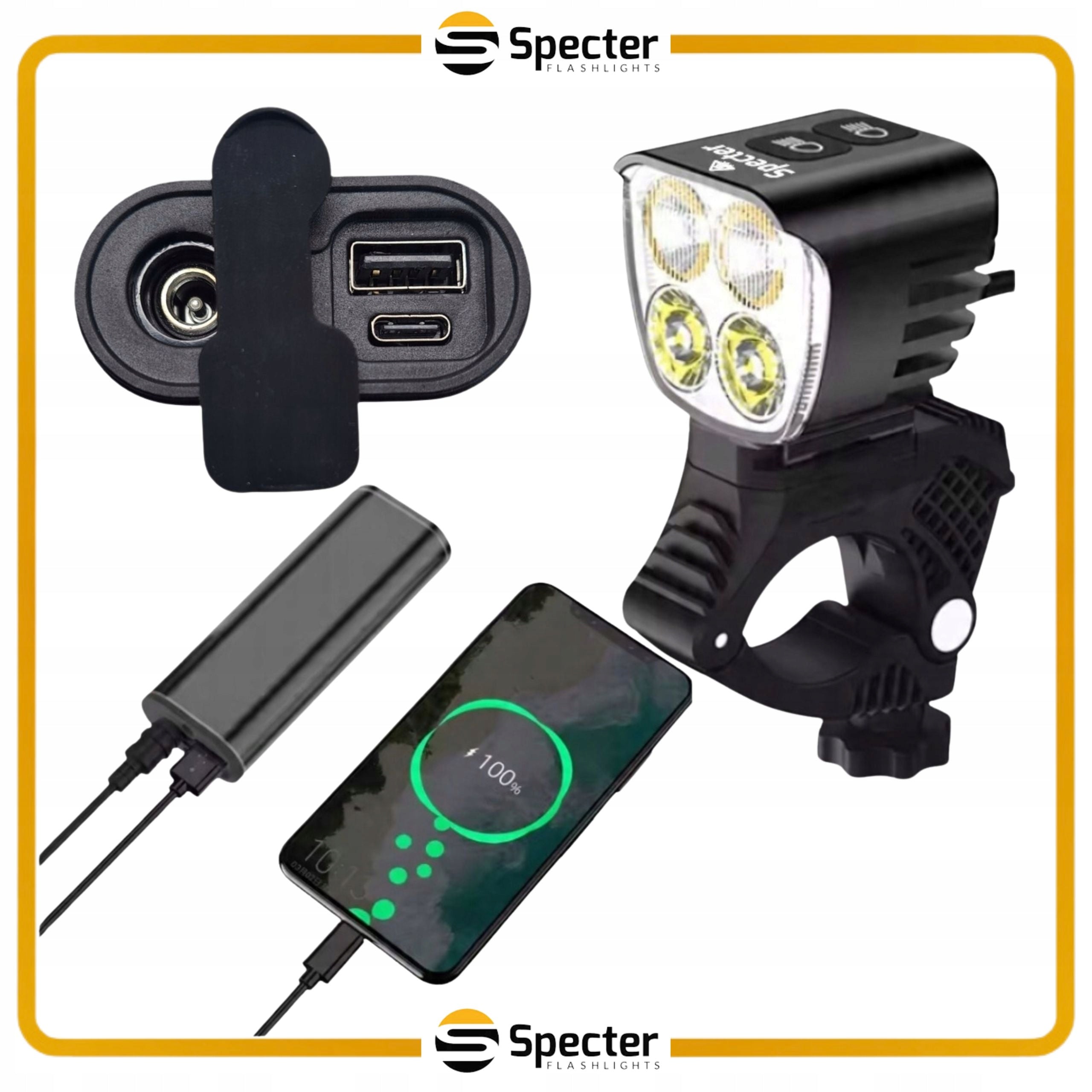Bike Light SPECTER Cirrus 2000LM Powerbank USB 13 Modes IPX64 Manufacturer code Specter Cirrus 2000Lm USB Powerbank 10000mAh